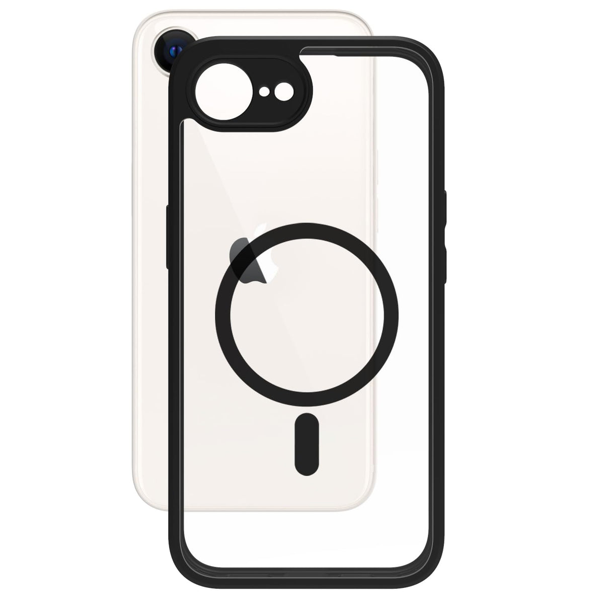 iPhone 17e / iPhone 16e Back Cover Case | Sleek Hybrid - Clear Black Magnetic