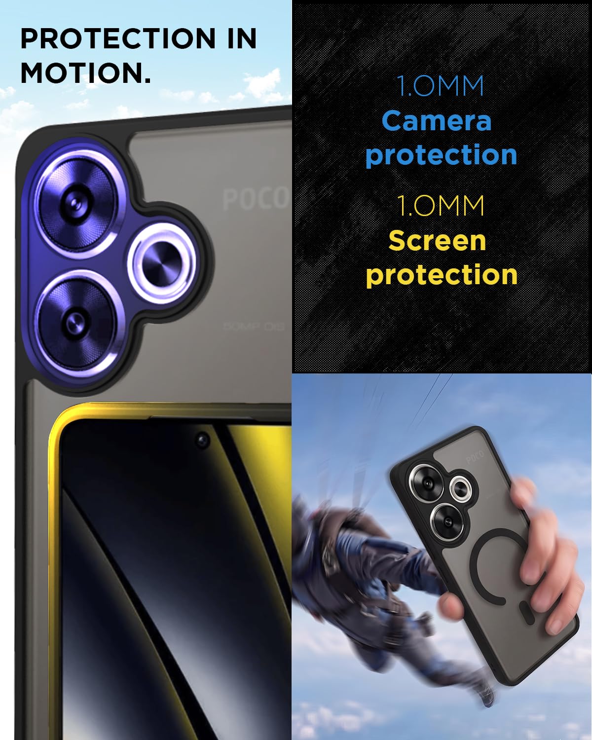 Poco F6 5G Back Cover Case | Sleek Hybrid - Matte Black Magnetic