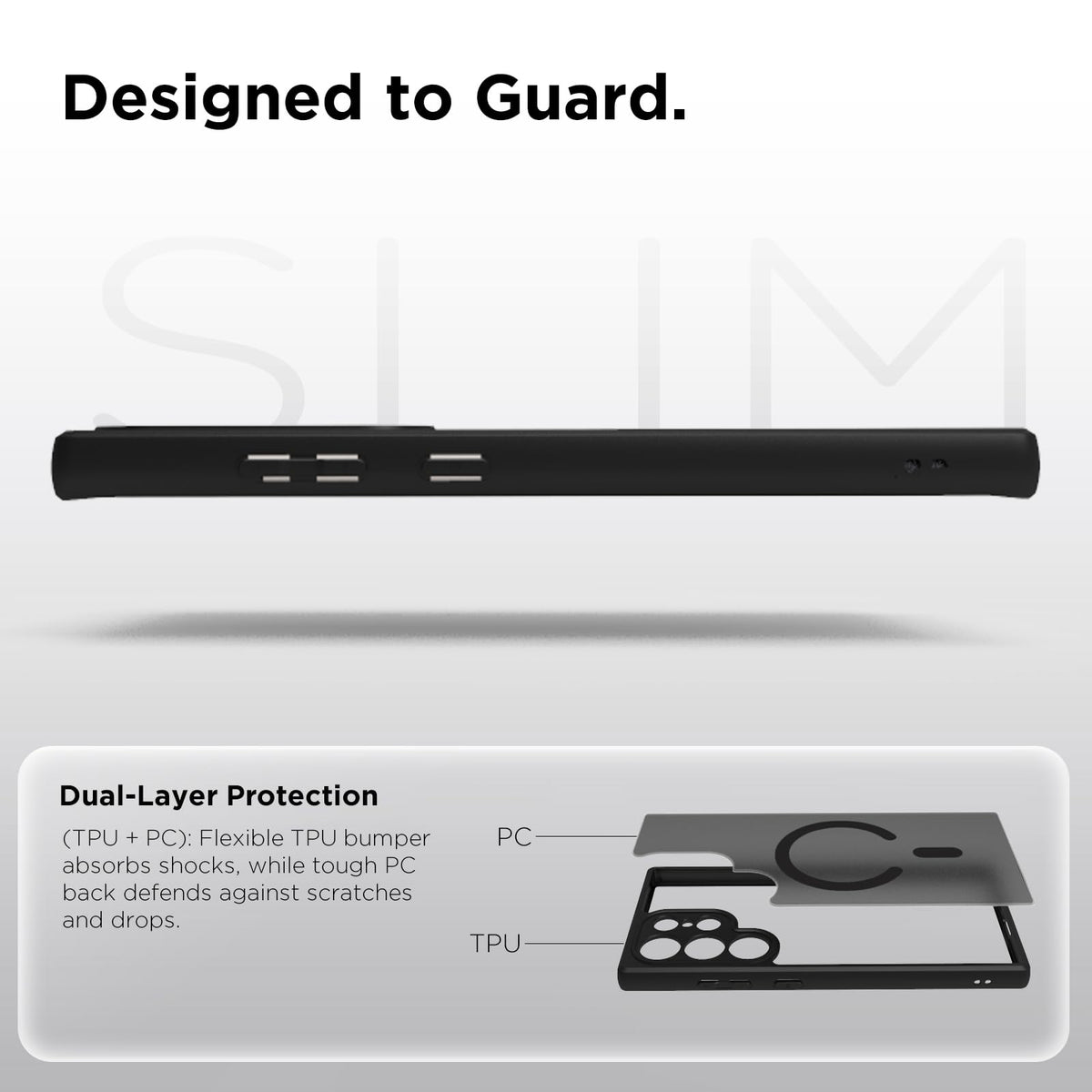 Samsung Galaxy S24 Ultra Back Cover Case | Sleek Hybrid - Matte Black Magnetic