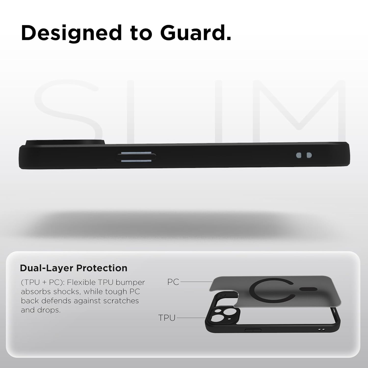 iPhone 14 Back Cover Case | Sleek Hybrid - Matte Black Magnetic