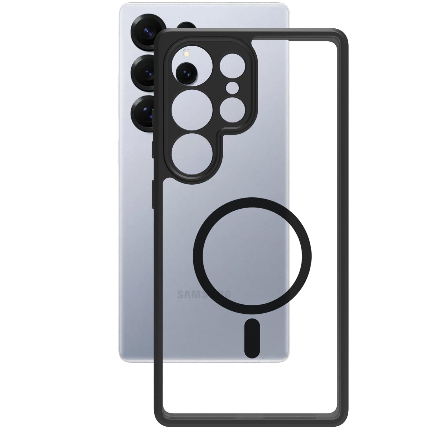 Samsung Galaxy S25 Ultra Back Cover Case | Clear Hybrid - Clear Black Magnetic