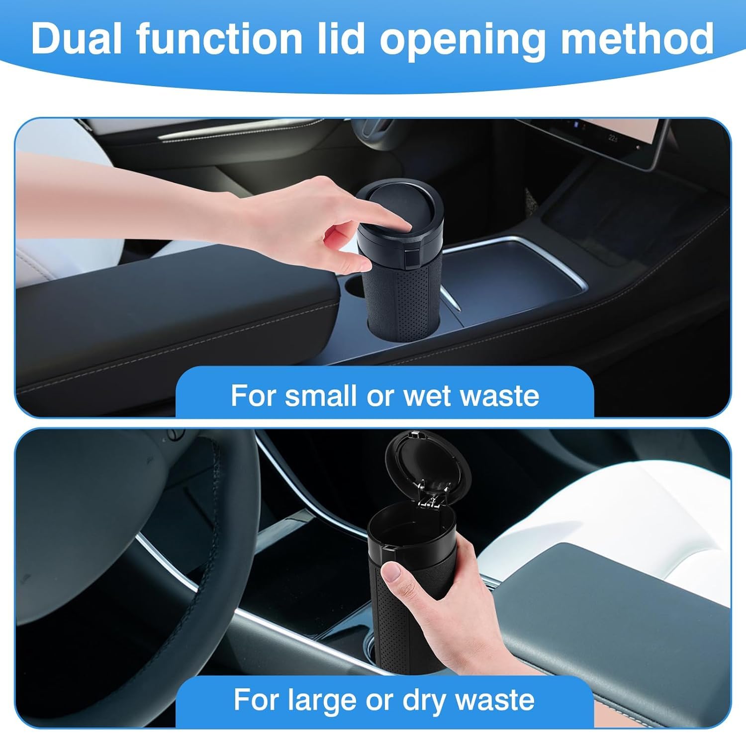 Car Trash Can | Mini Waterproof Cup Holder Dustbin - Black