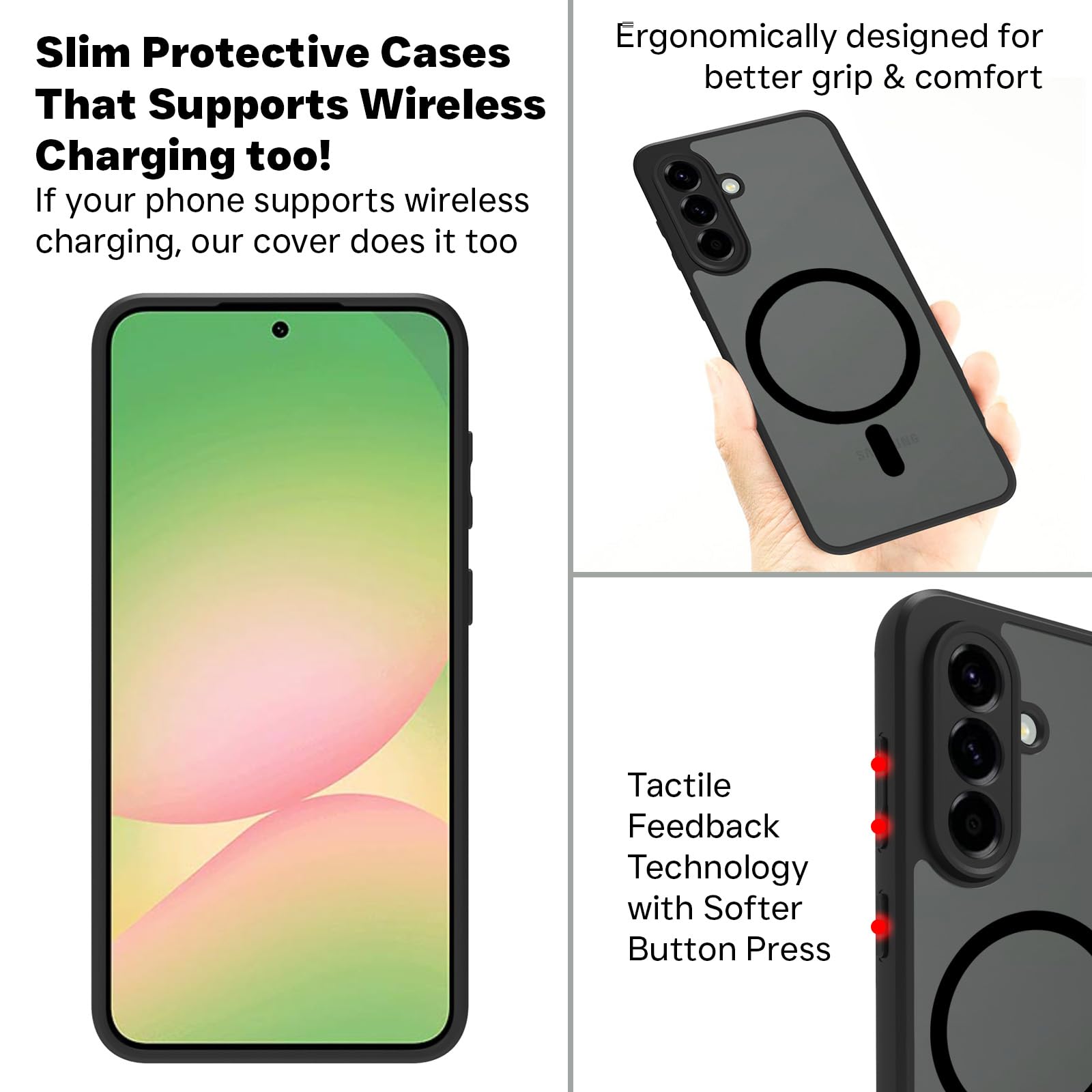 Samsung Galaxy A56 5G Back Cover Case | Sleek Hybrid - Matte Black Magnetic