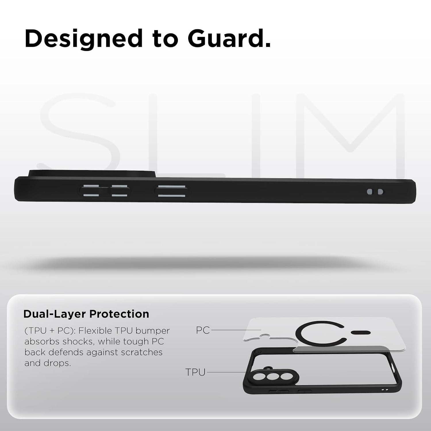 Samsung Galaxy A57 Back Cover Case | Sleek Hybrid - Clear Black Magnetic