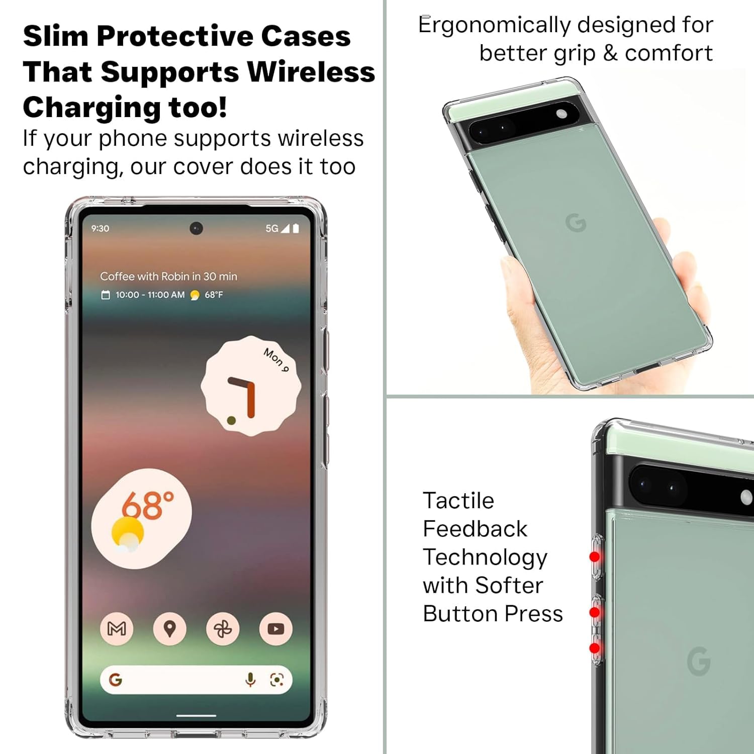 Google Pixel 6A Back Cover Case | Clear Hybrid - Clear