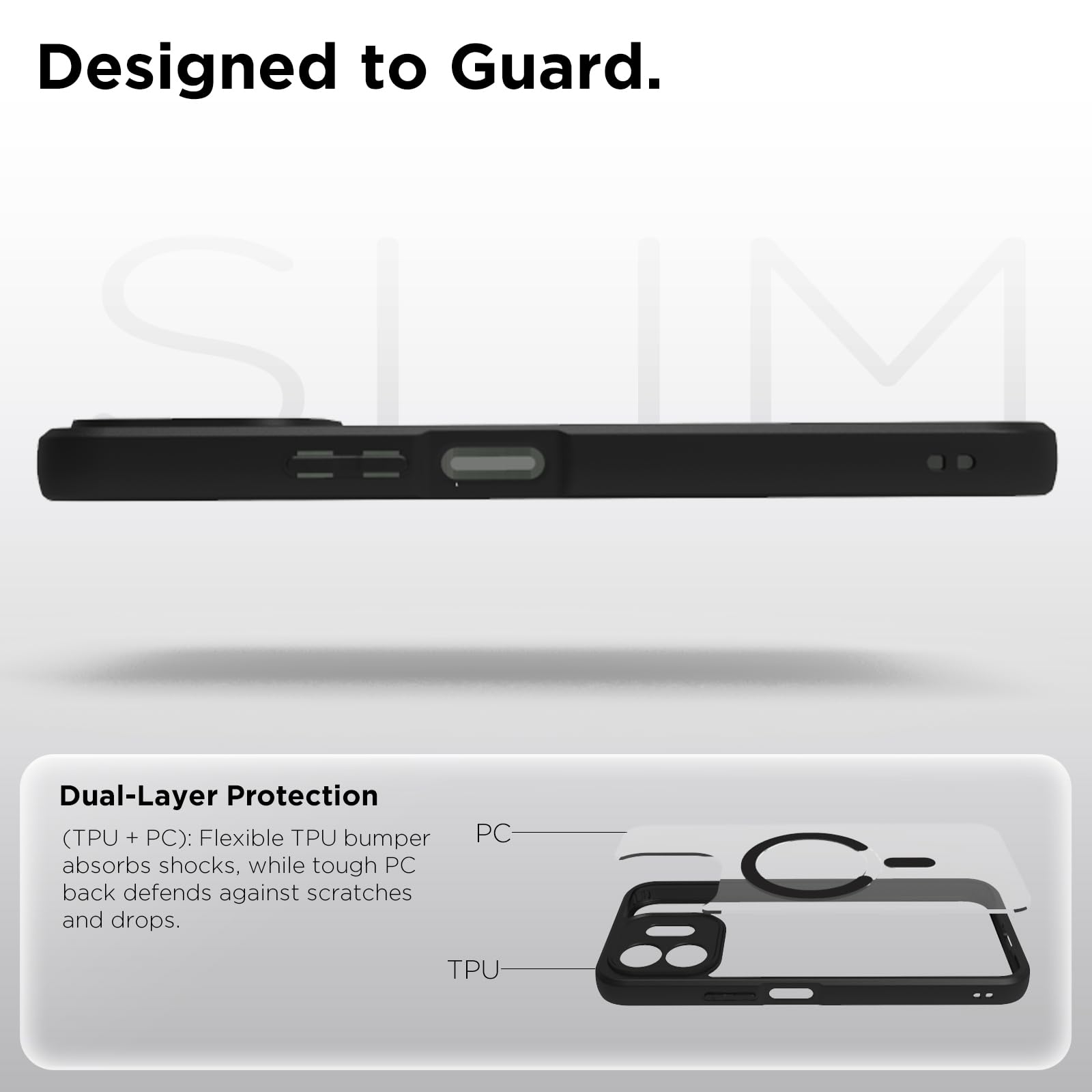OnePlus N6 Back Cover Case | Sleek Hybrid - Clear Black Magnetic