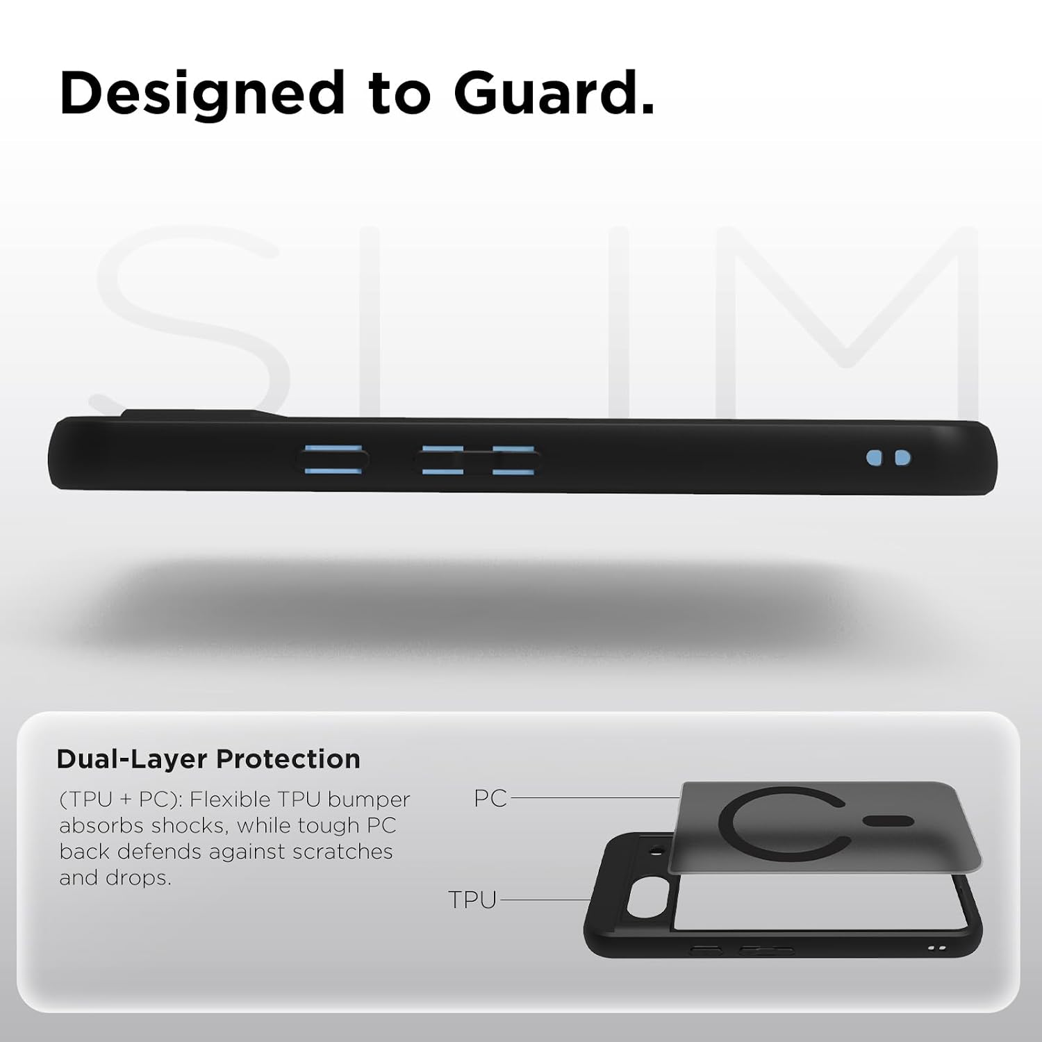 Google Pixel 8A Back Cover Case | Sleek Hybrid - Matte Black Magnetic