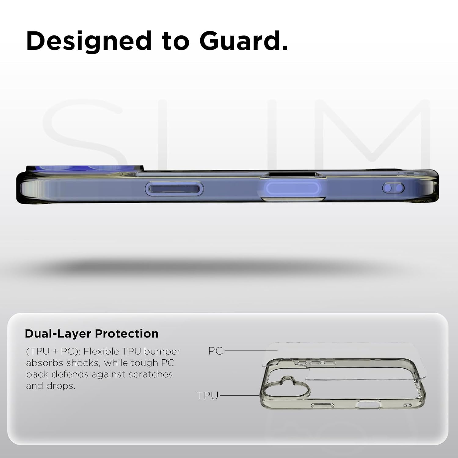 iPhone 16 Back Cover Case | Clear Hybrid - Clear