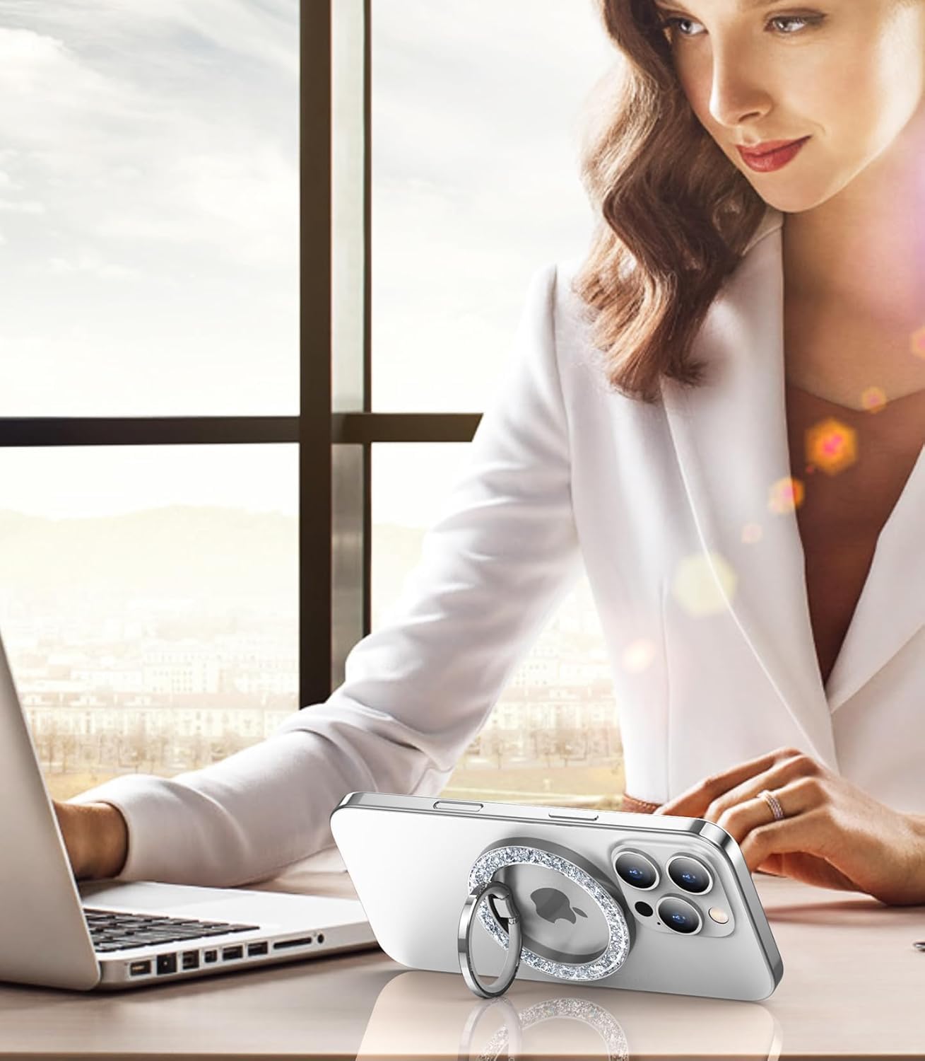 MagSafe Phone Grip & Stand | Ring Holder - Silver Sparkle