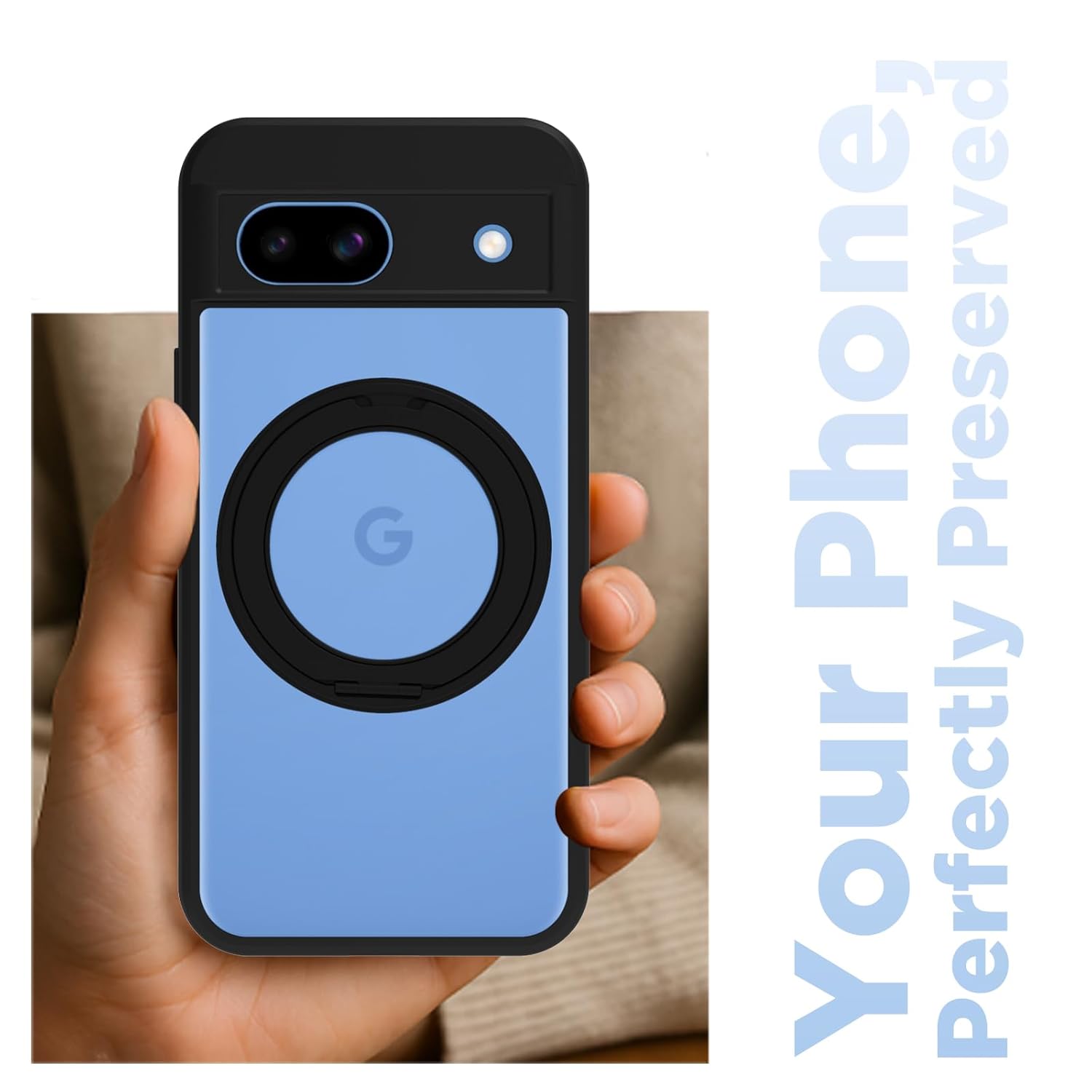 Google Pixel 8A Back Cover Case | Clear Hybrid - Clear Black Magnetic