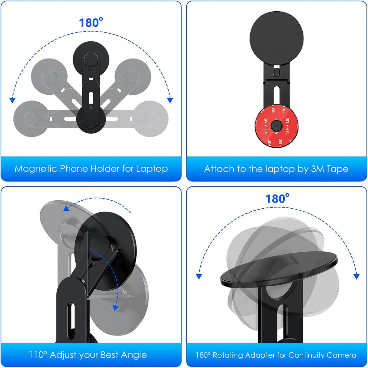 Magnetic Laptop Phone Mount | Black New