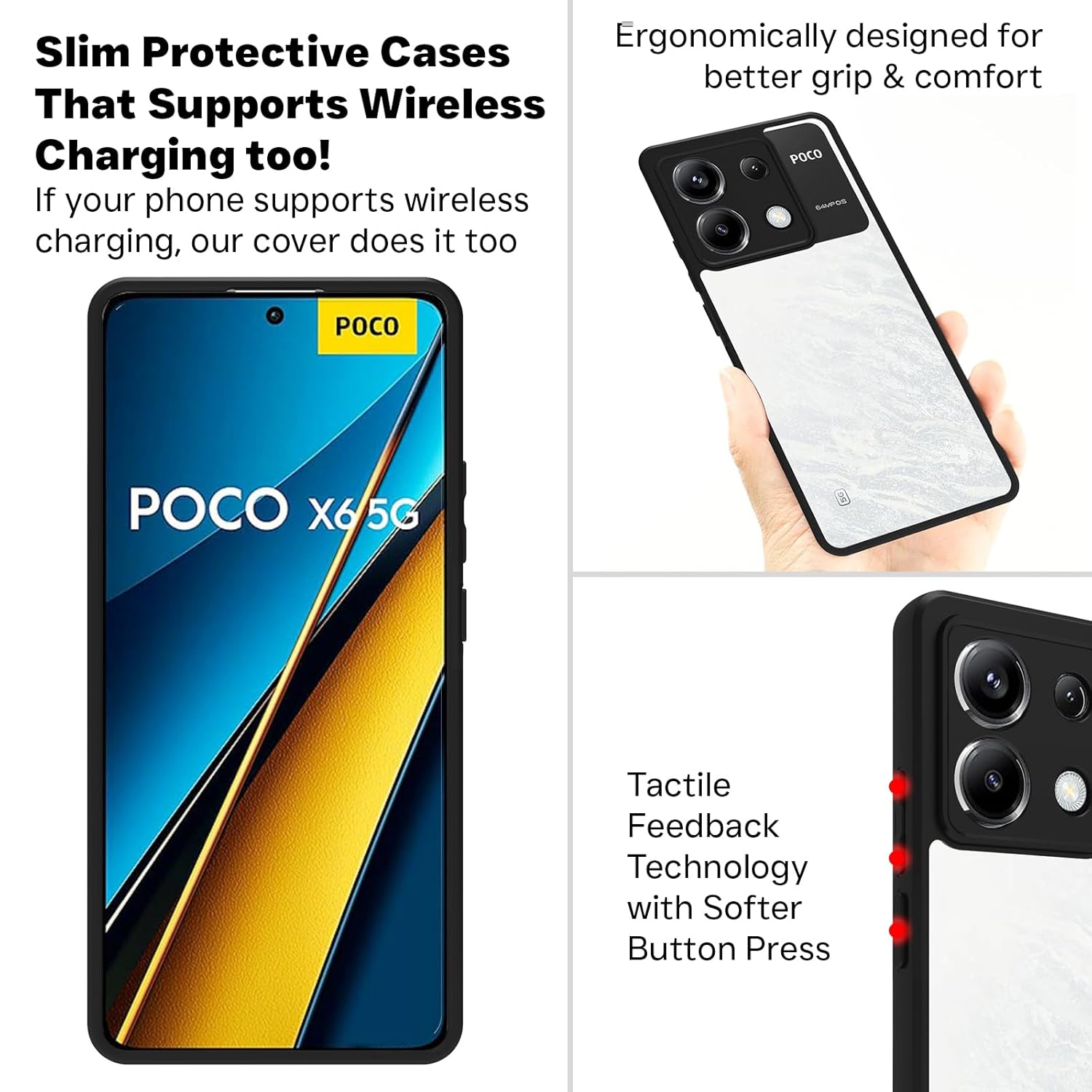 Poco X6 / Redmi Note 13 Pro 5G Back Cover Case | Sleek Hybrid - Black