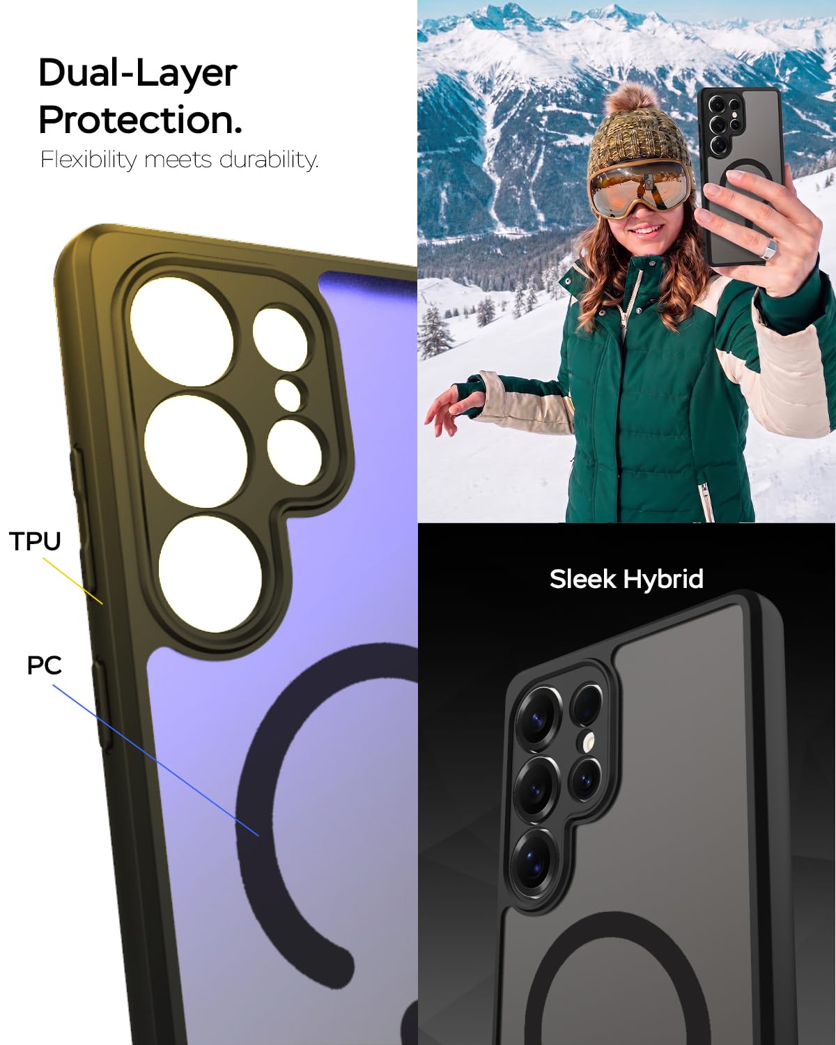 Samsung Galaxy S25 Ultra Back Cover Case | Sleek Hybrid - Matte Black Magnetic