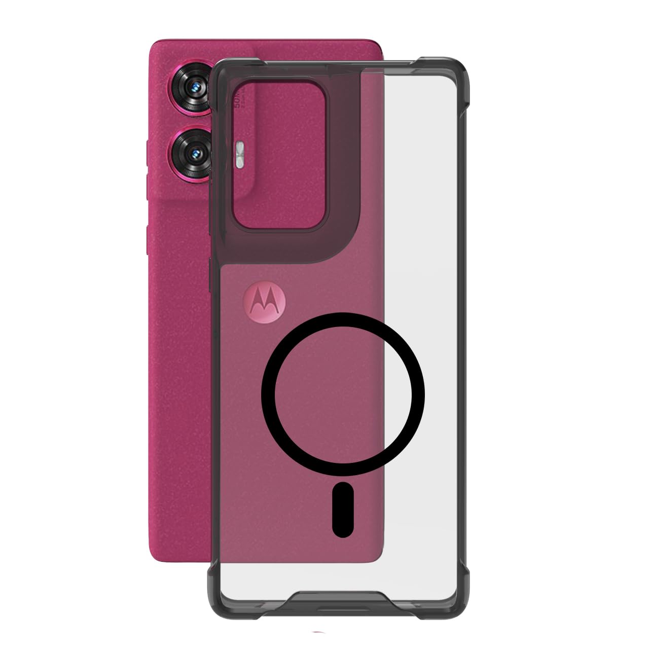 Motorola Edge 50 Fusion Back Cover Case | Sleek Hybrid - Clear Black Magnetic