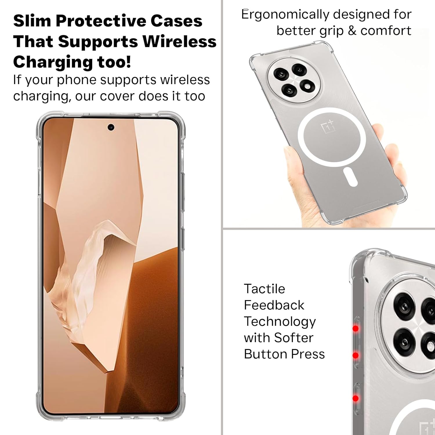 OnePlus 13R 5G Back Cover Case | Clear Hybrid - Clear Smoke Magnetic