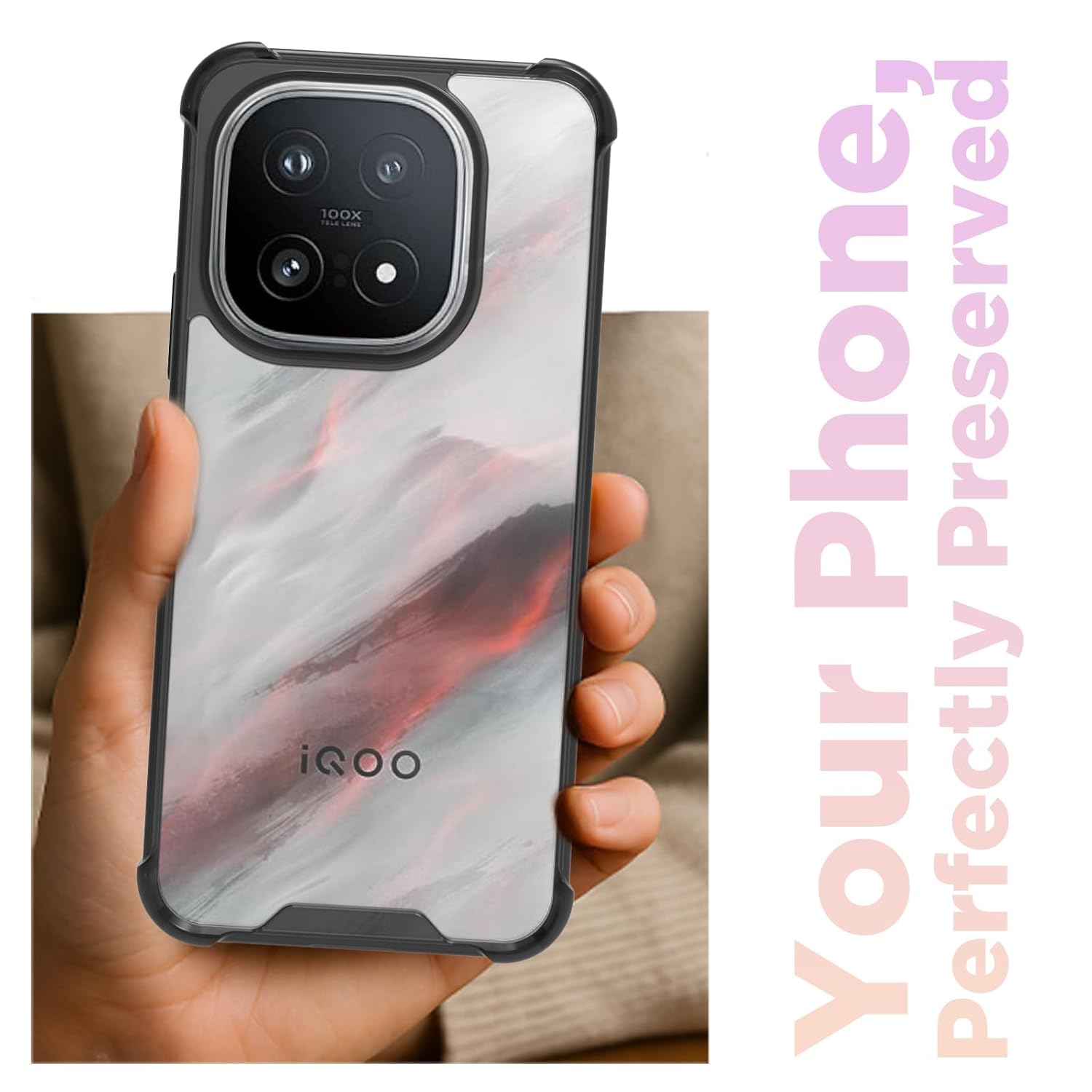 iQOO 15 5G Back Cover Case | Clear Hybrid - Clear Smoke