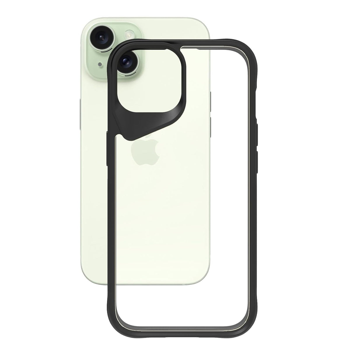 iPhone 15 Back Cover Case | Tough Hybrid - Clear Black