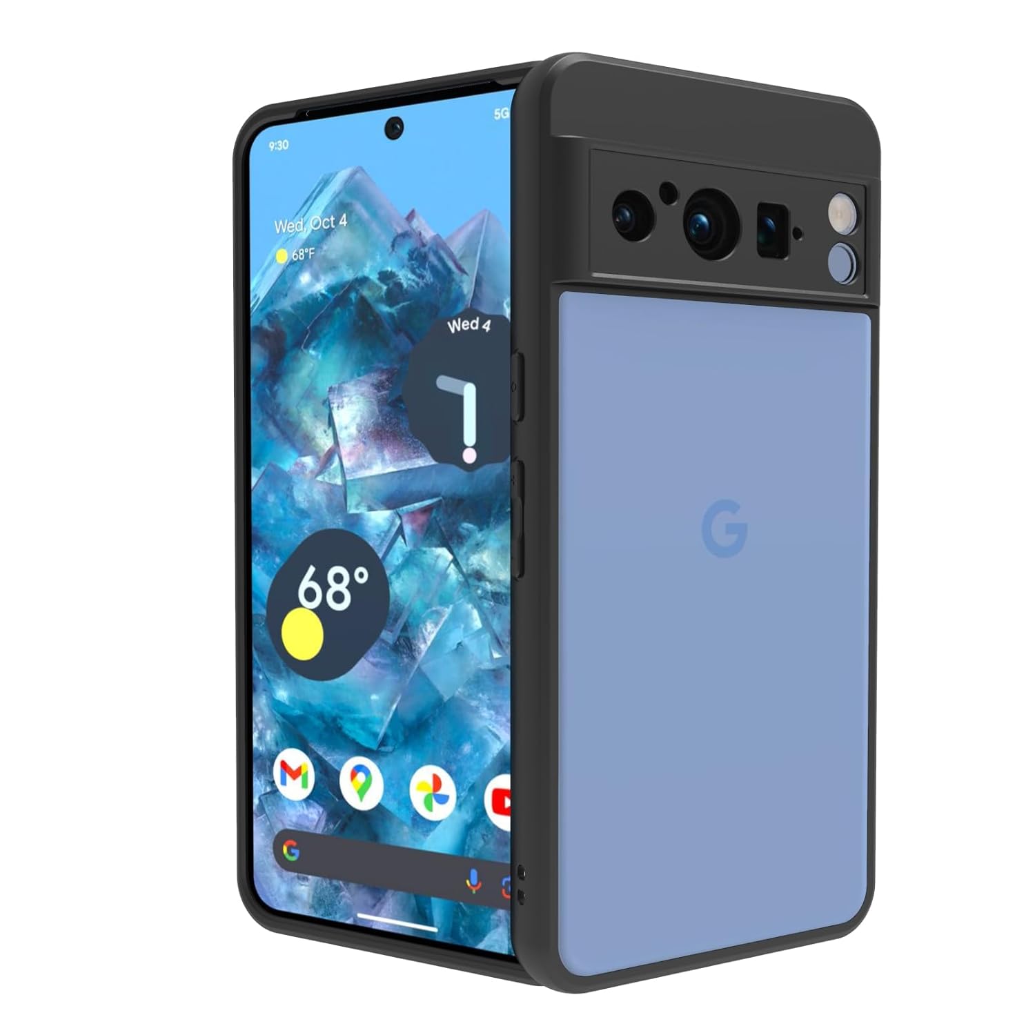 Google Pixel 8 Pro Back Cover Case | Clear Hybrid - Clear Black