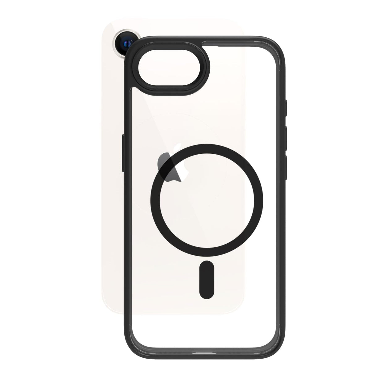 iPhone 17e / iPhone 16e Back Cover Case | Tough Hybrid - Clear Black Magnetic