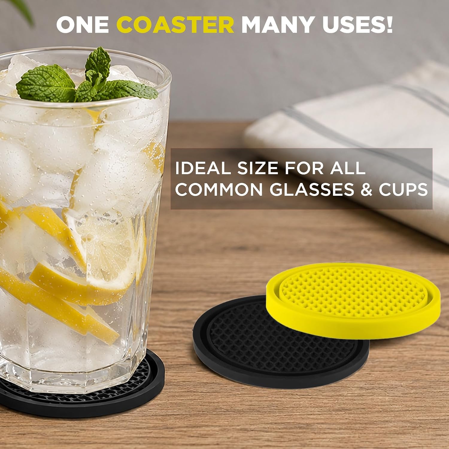 Universal Cup Holder Coasters | Anti-Slip Washable Car Cup Holder Inserts - Grey