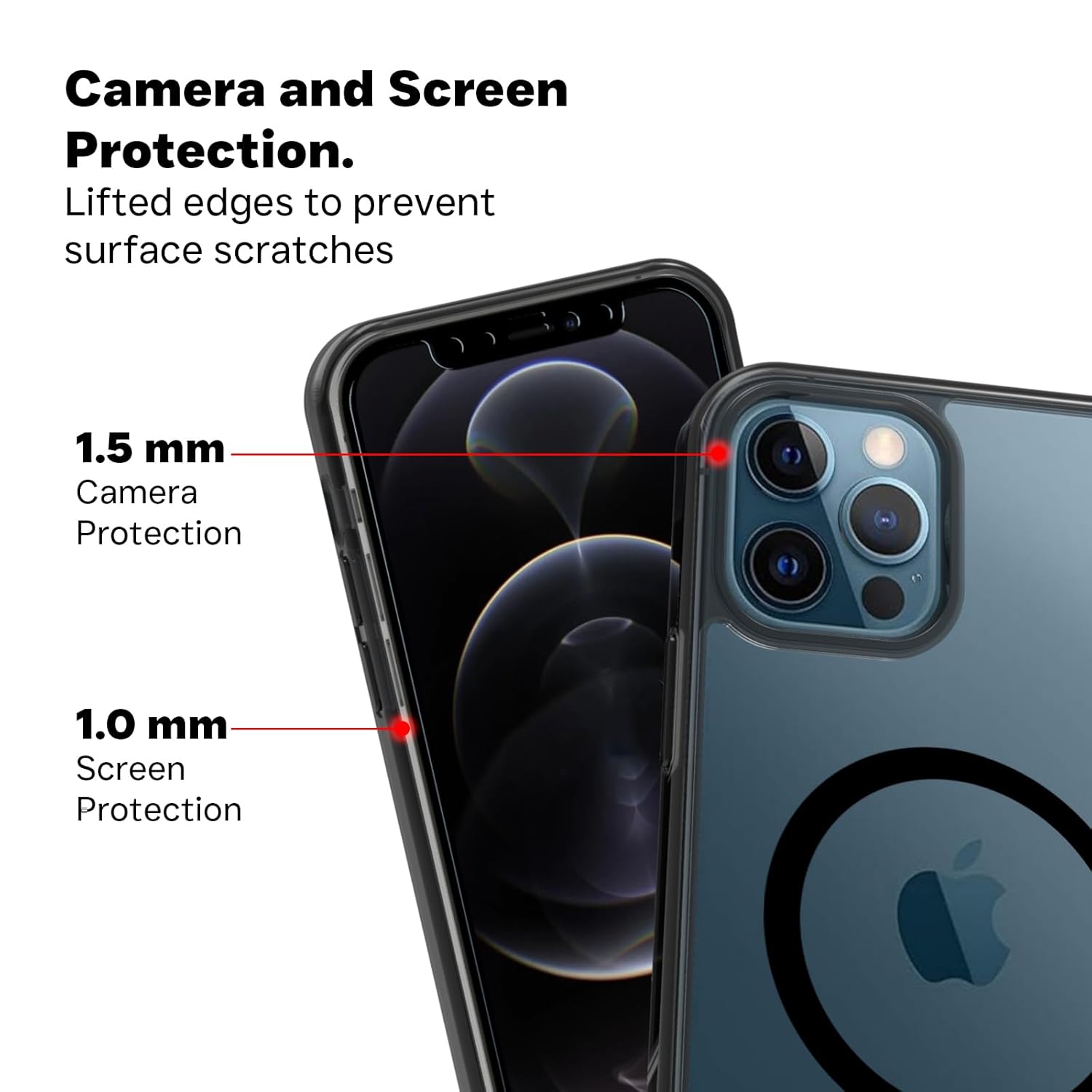 iPhone 12 / 12 Pro Back Cover Case | Clear Hybrid - Smoke Magnetic(Black)