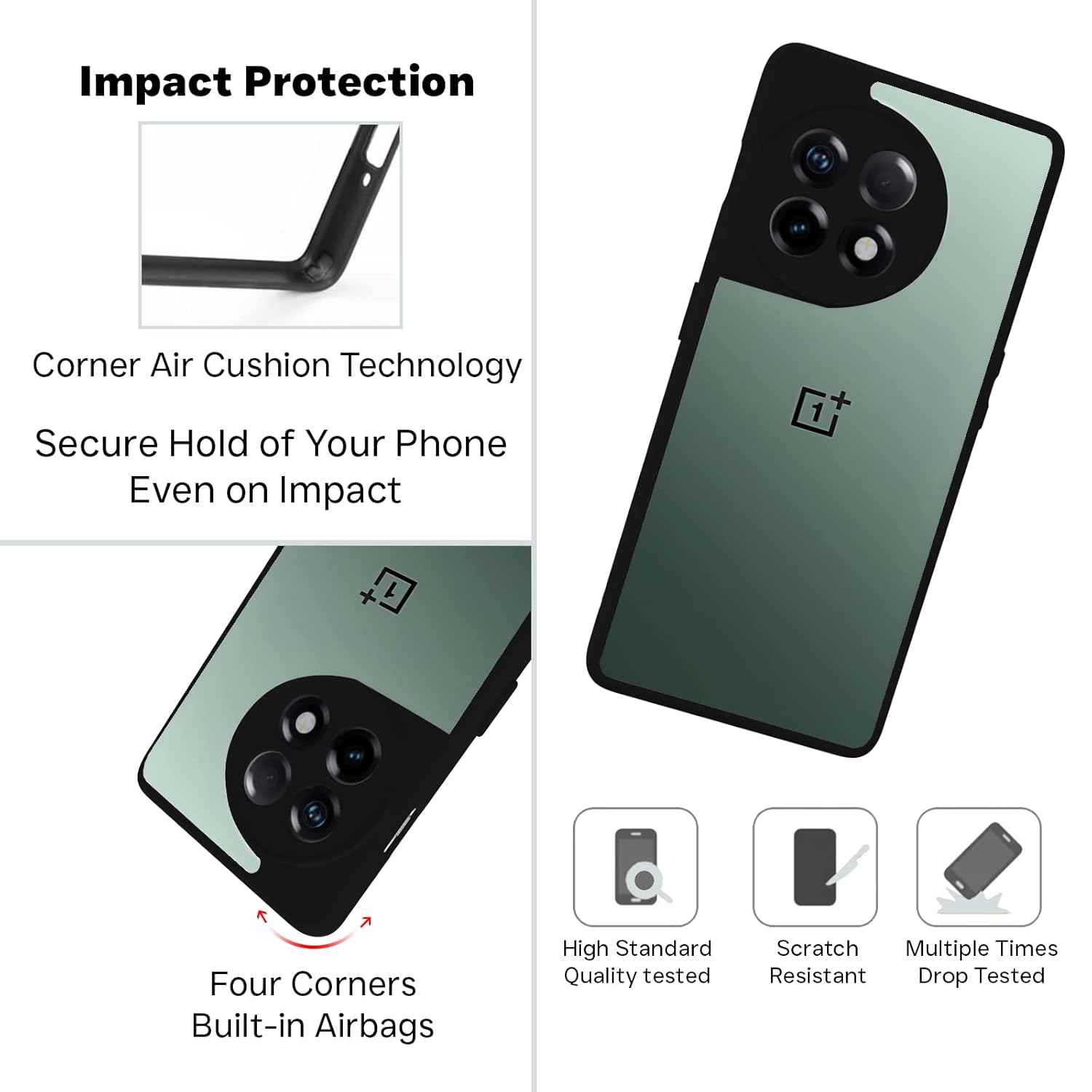 OnePlus 11 5G Back Cover Case | Sleek Hybrid - Clear Black