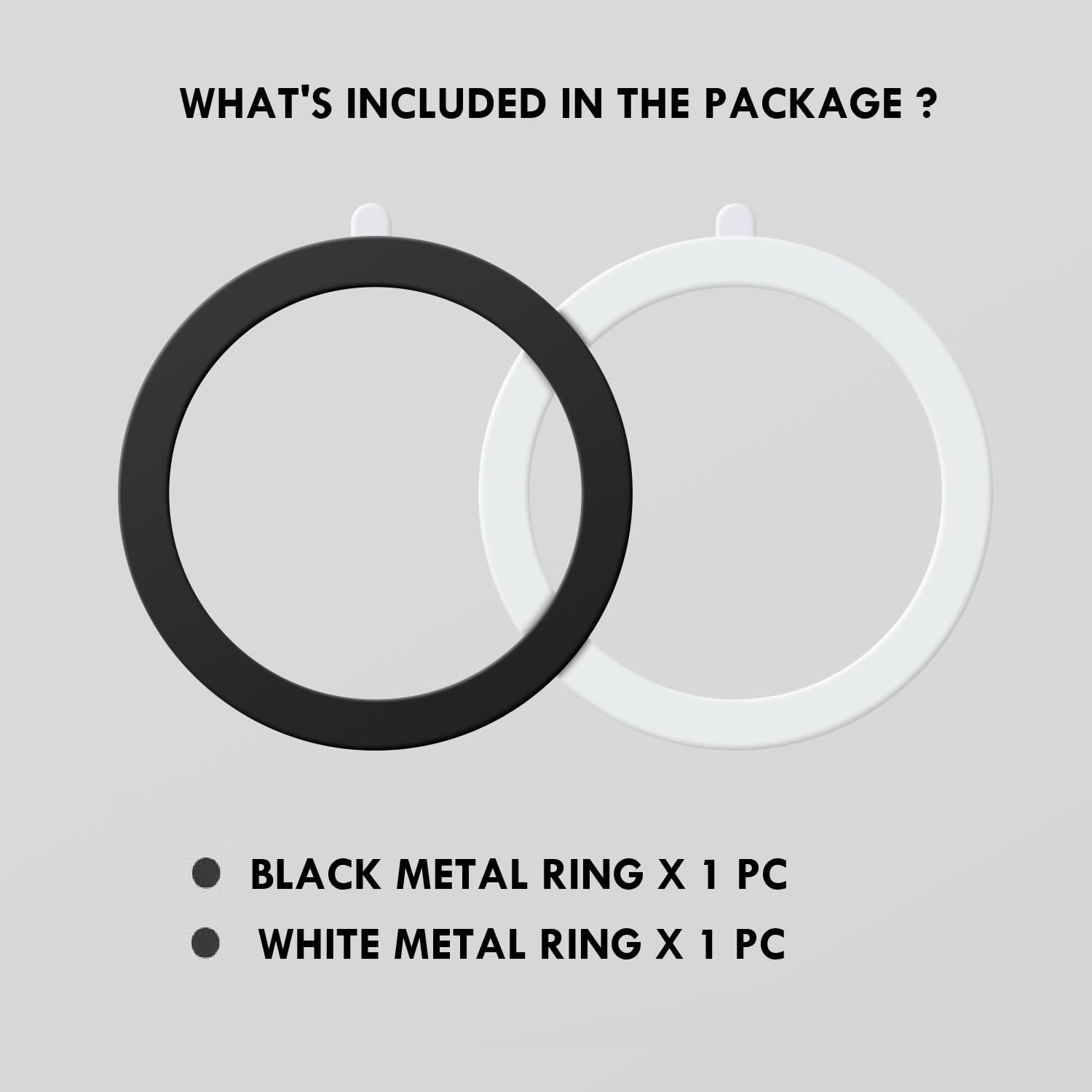MagSafe Ring Sticker | Magnetic Metal Plate (Pack of 2 - Black & White)