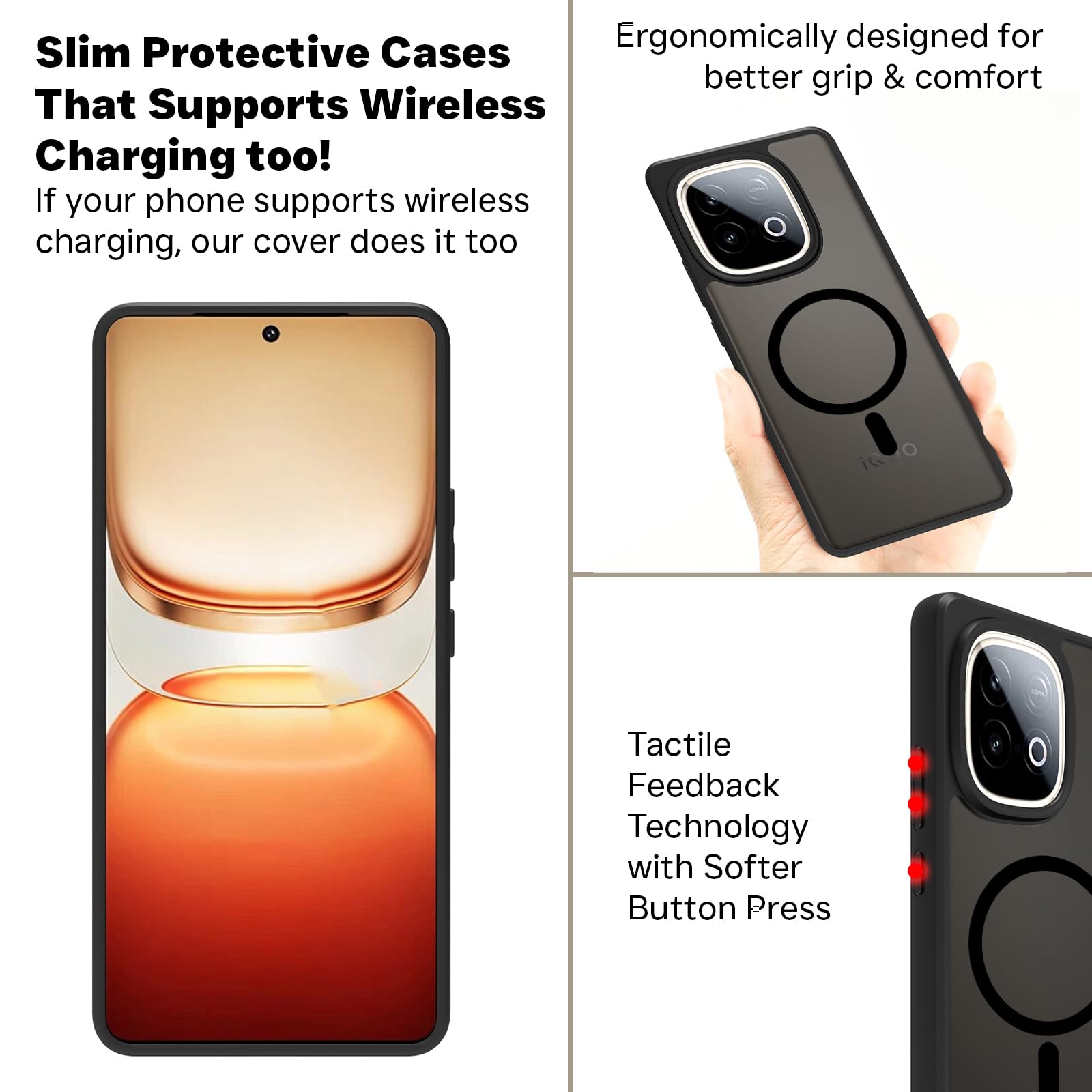iQOO Neo 10 5G Back Cover Case | Sleek Hybrid - Matte Black Magnetic