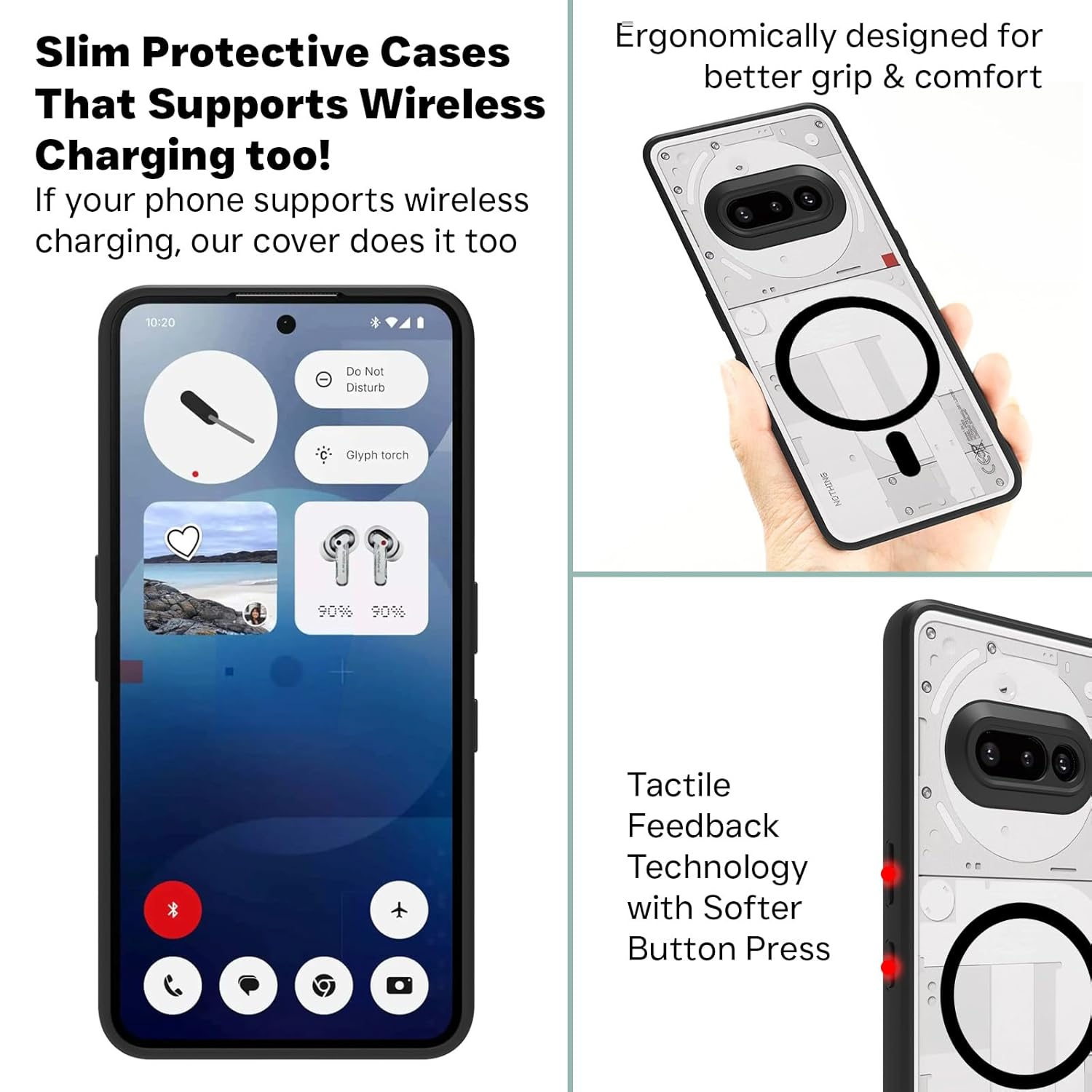Nothing Phone 3a Back Cover Case | Clear Hybrid - Clear Black Magnetic