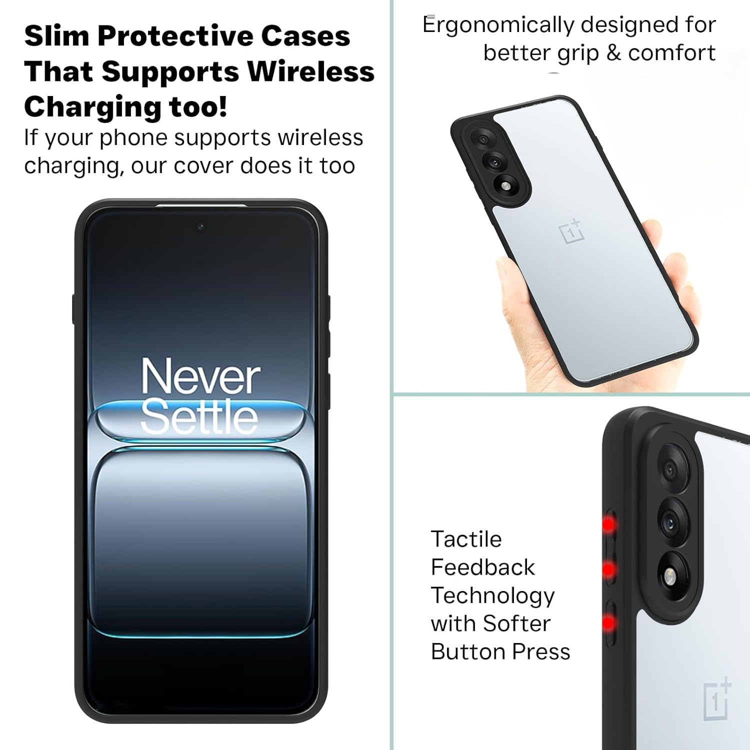 OnePlus Nord 5 5G Back Cover Case | Sleek Hybrid - Clear Black