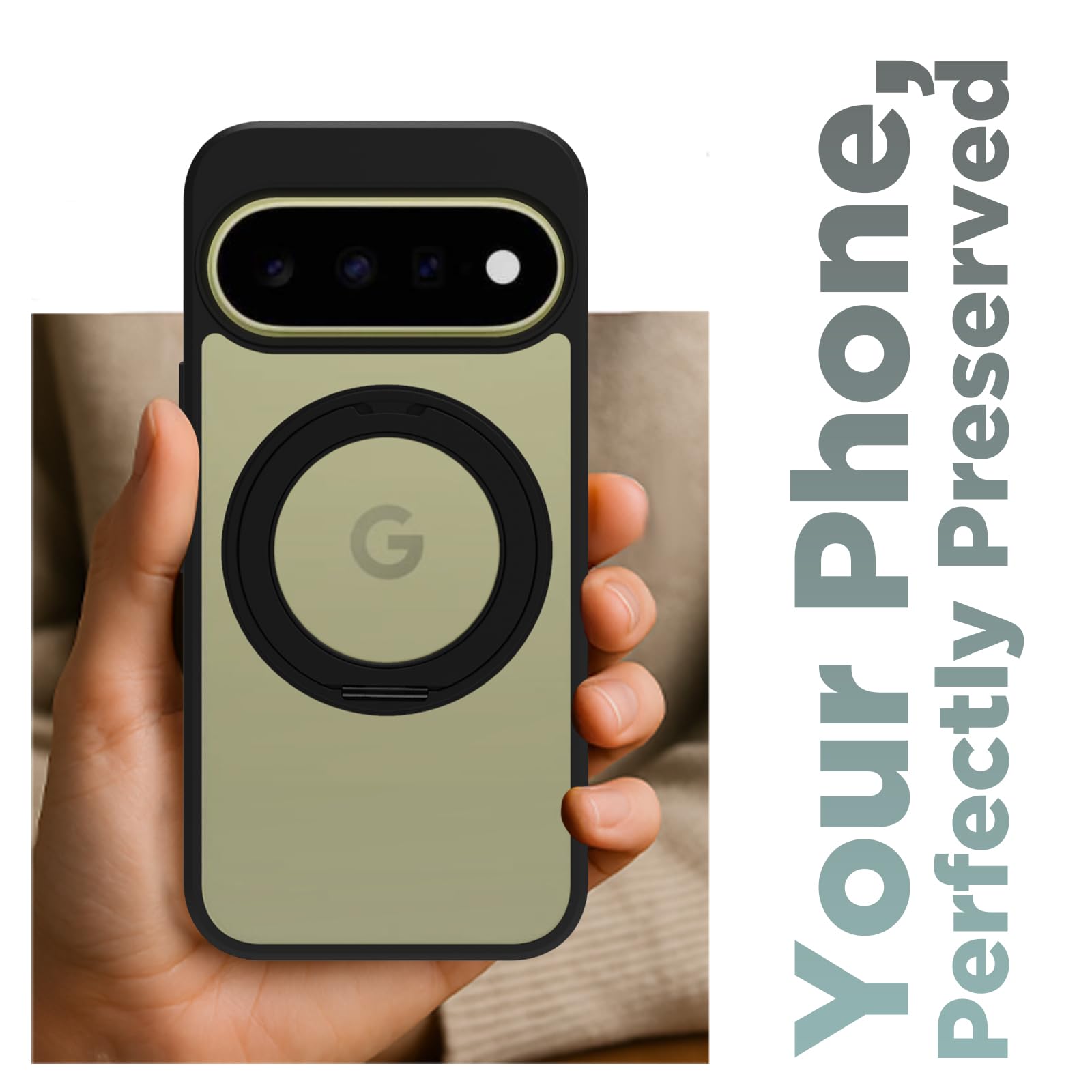 Google Pixel 11 / Pixel 11 Pro Ring Stand Back Cover Case| Sleek Hybrid - Clear Black Magnetic