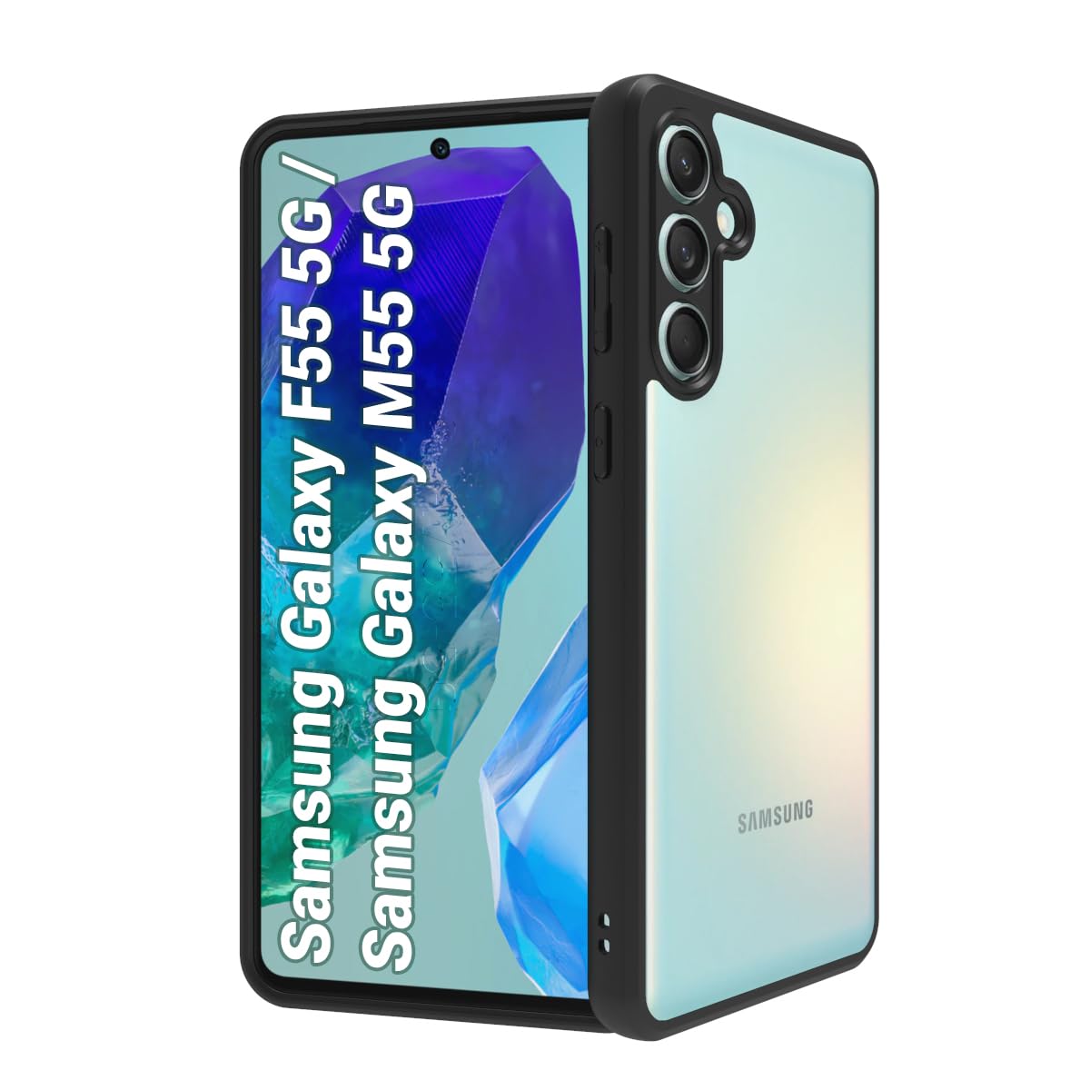 Samsung Galaxy M55 5G / Galaxy F55 5G / Galaxy M55s 5G Back Cover Case | Clear Hybrid - Clear Black