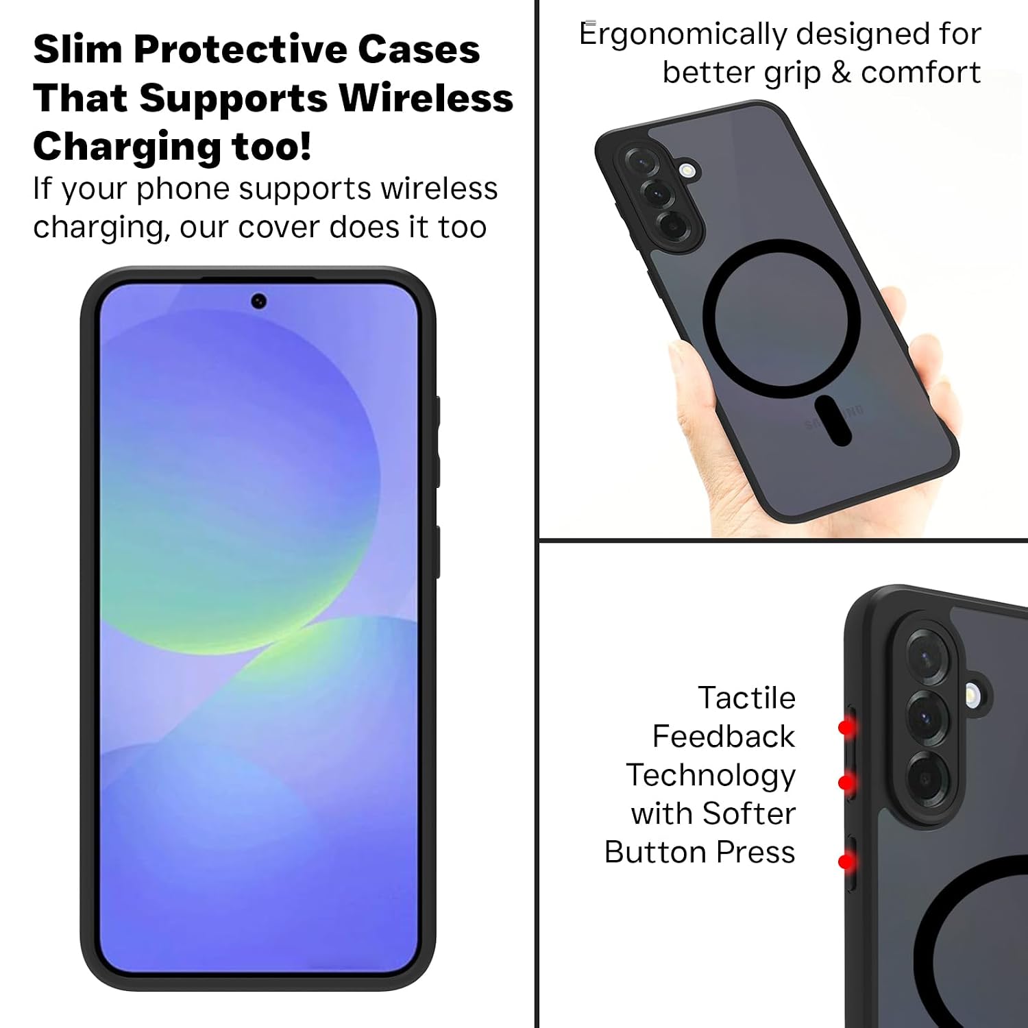 Samsung Galaxy A36 Back Cover Case | Sleek Hybrid - Matte Black Magnetic