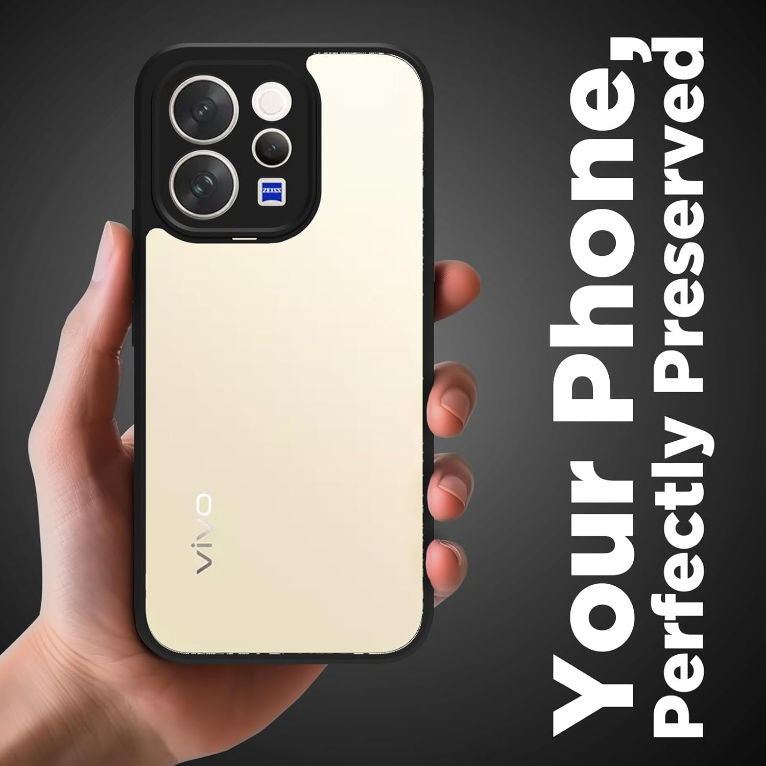Vivo V70 / V70 Elite 5G Back Cover Case | Clear Hybrid - Clear Black