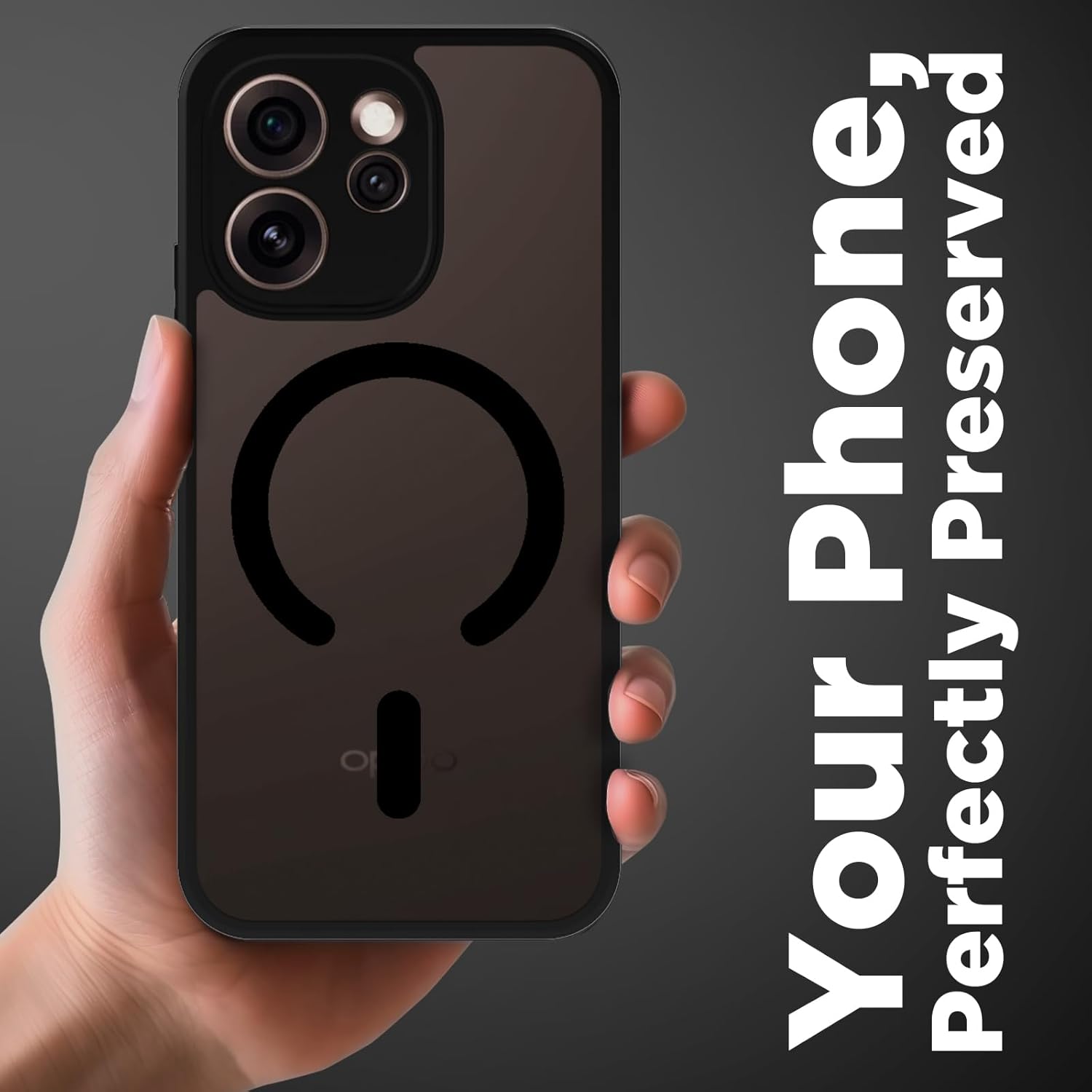Oppo Reno15 Pro 5G Back Cover Case | Sleek Hybrid - Matte Black Magnetic