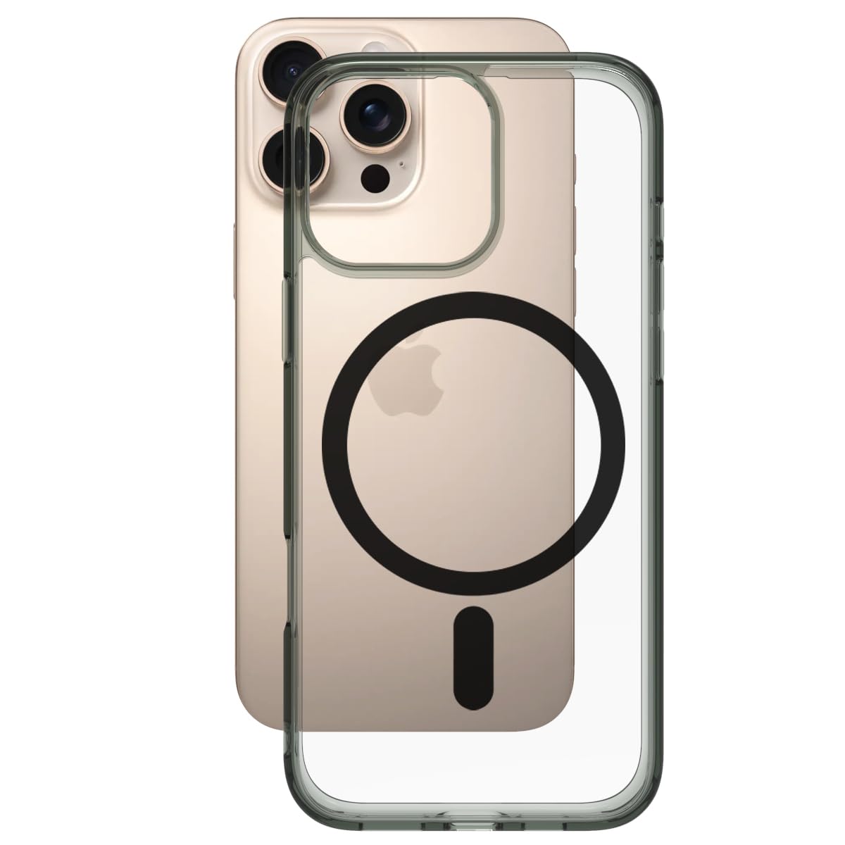 iPhone 16 Pro Max Back Cover Case | Clear Hybrid - Clear Black Magnetic