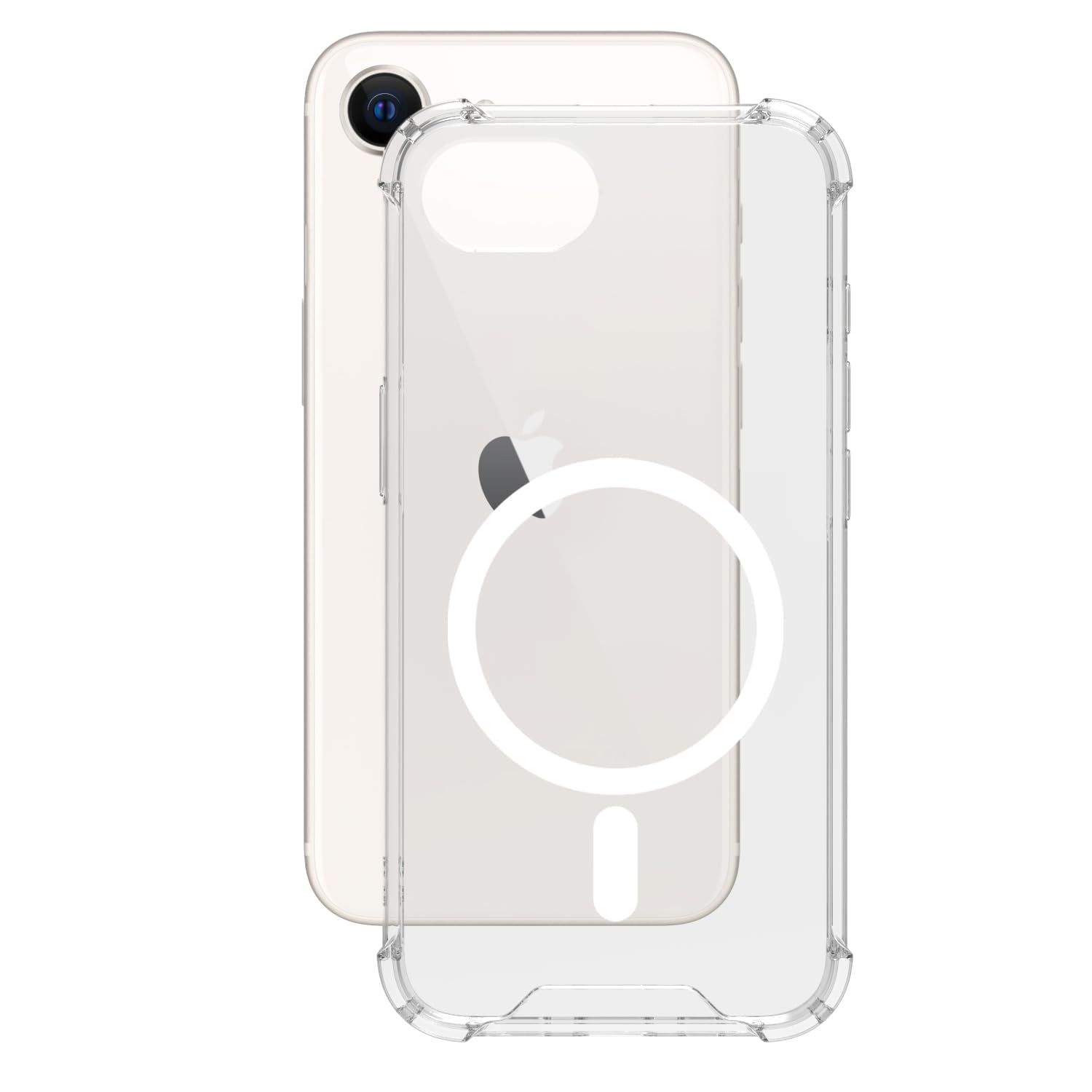 iPhone 16e / iPhone 17e Back Cover Case | Clear Hybrid - Clear Magnetic