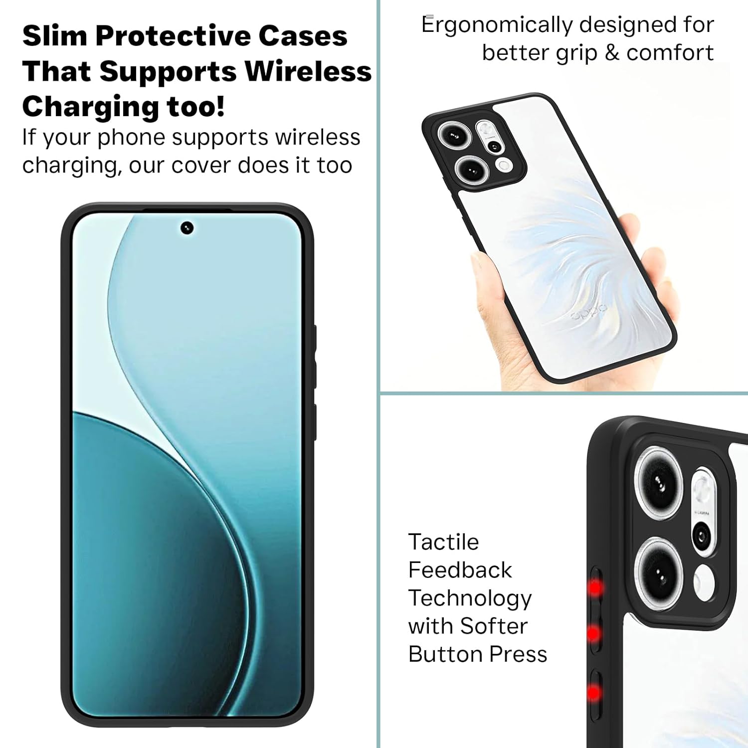 Oppo Reno 14 Pro 5G Back Cover Case | Sleek Hybrid - Clear Black
