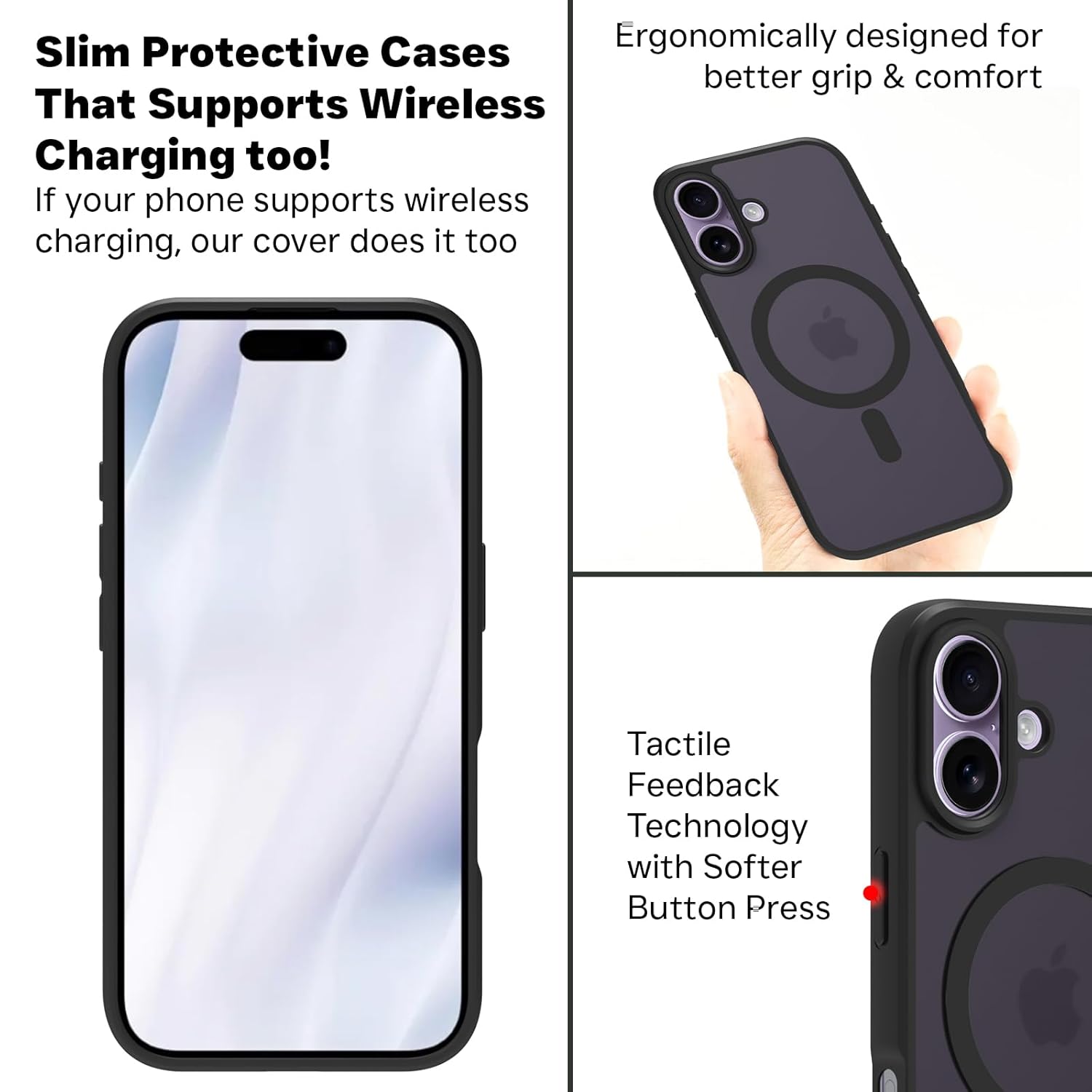 iPhone 17 Back Cover Case | Sleek Hybrid - Matte Black Magnetic