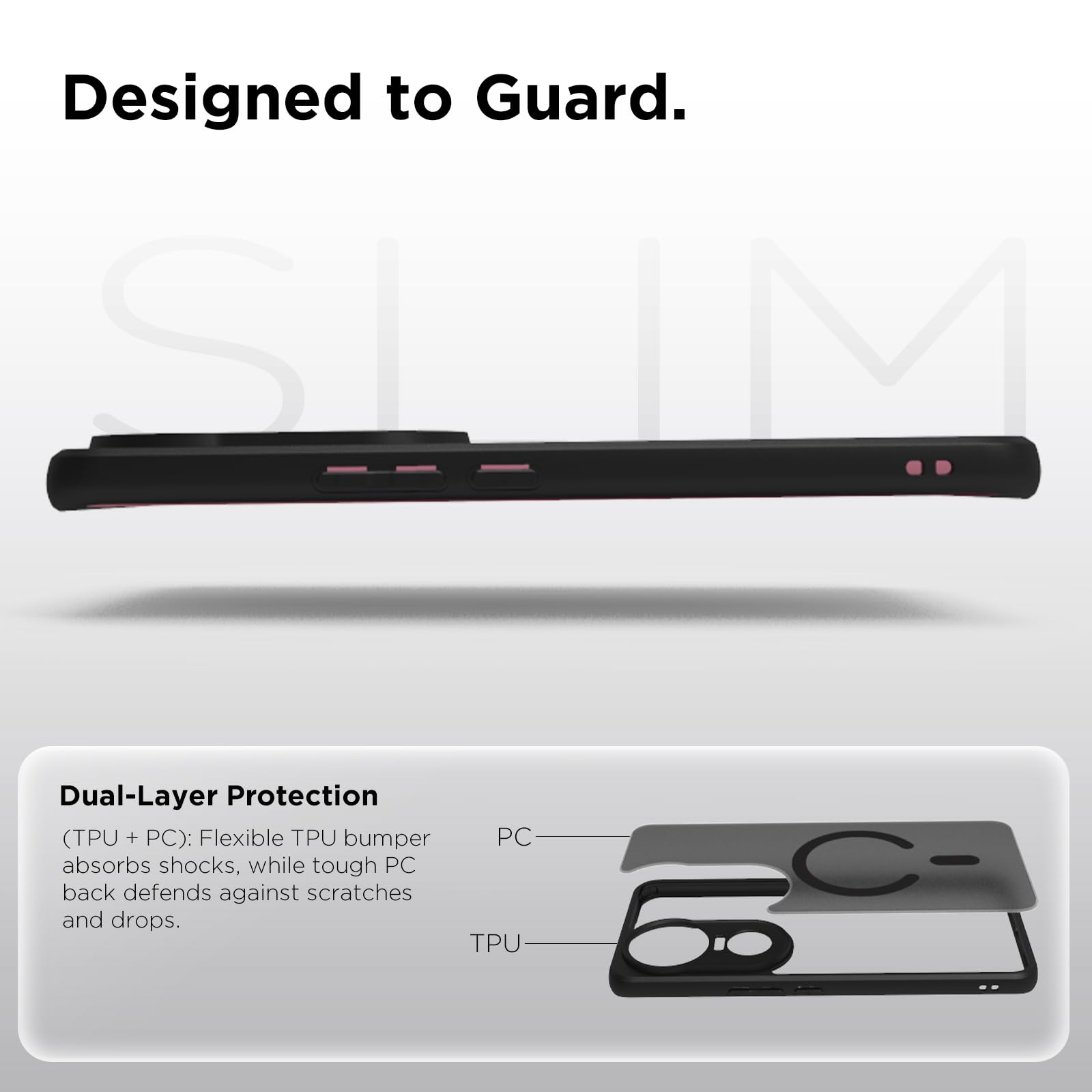 Vivo V50 5G / V50e 5G / iQOO Z10R 5G / Vivo T4R 5G Back Cover Case | Sleek Hybrid - Matte Black Magentic (Copy)
