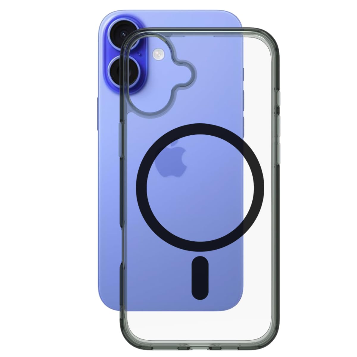 iPhone 16 Plus Back Cover Case | Clear Hybrid - Clear Black Magnetic