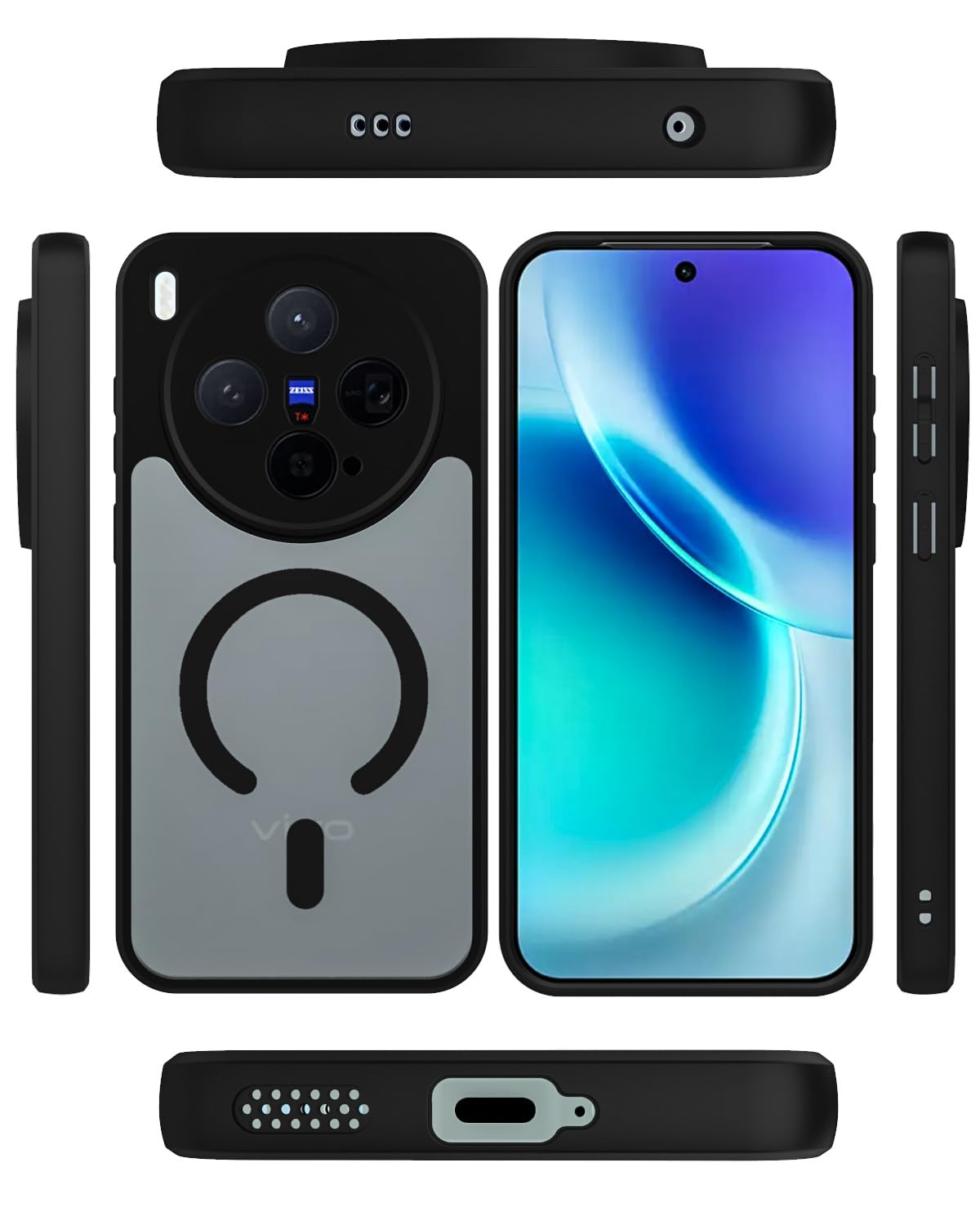 Vivo X300 5G Back Cover Case | Sleek Hybrid - Matte Black Magnetic