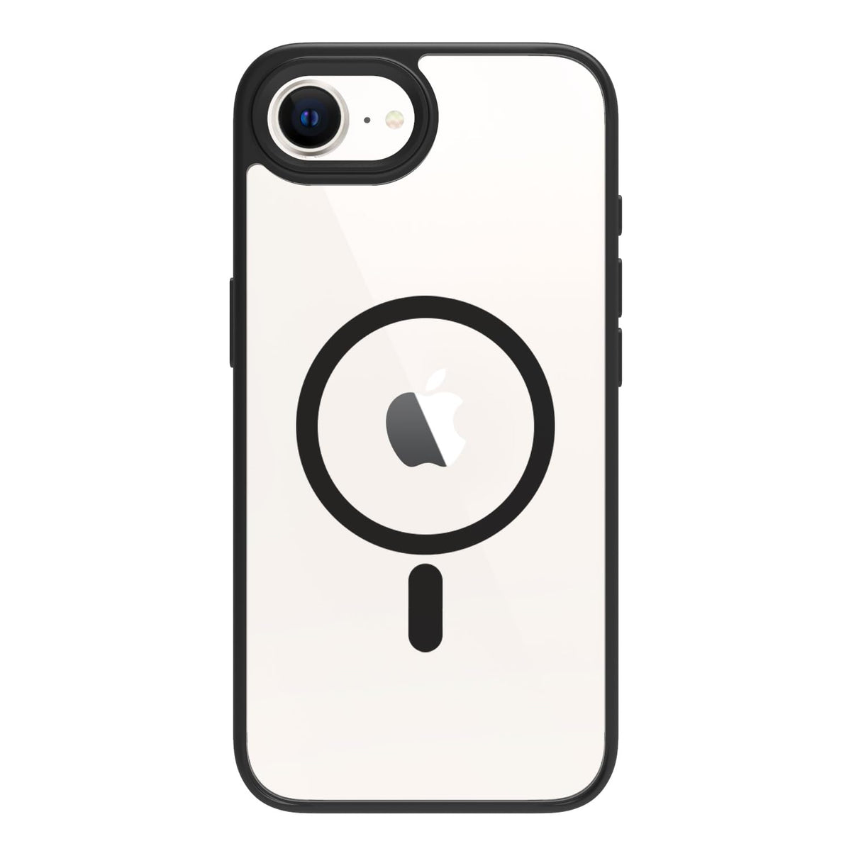 iPhone 17e / iPhone 16e Back Cover Case | Tough Hybrid - Clear Black Magnetic