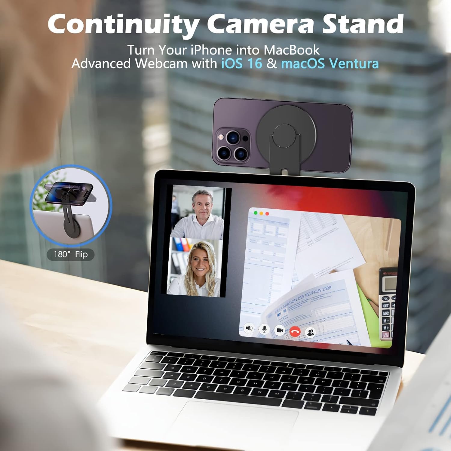 Magnetic Laptop Mobile Holder | Metal Foldable Stand - Black
