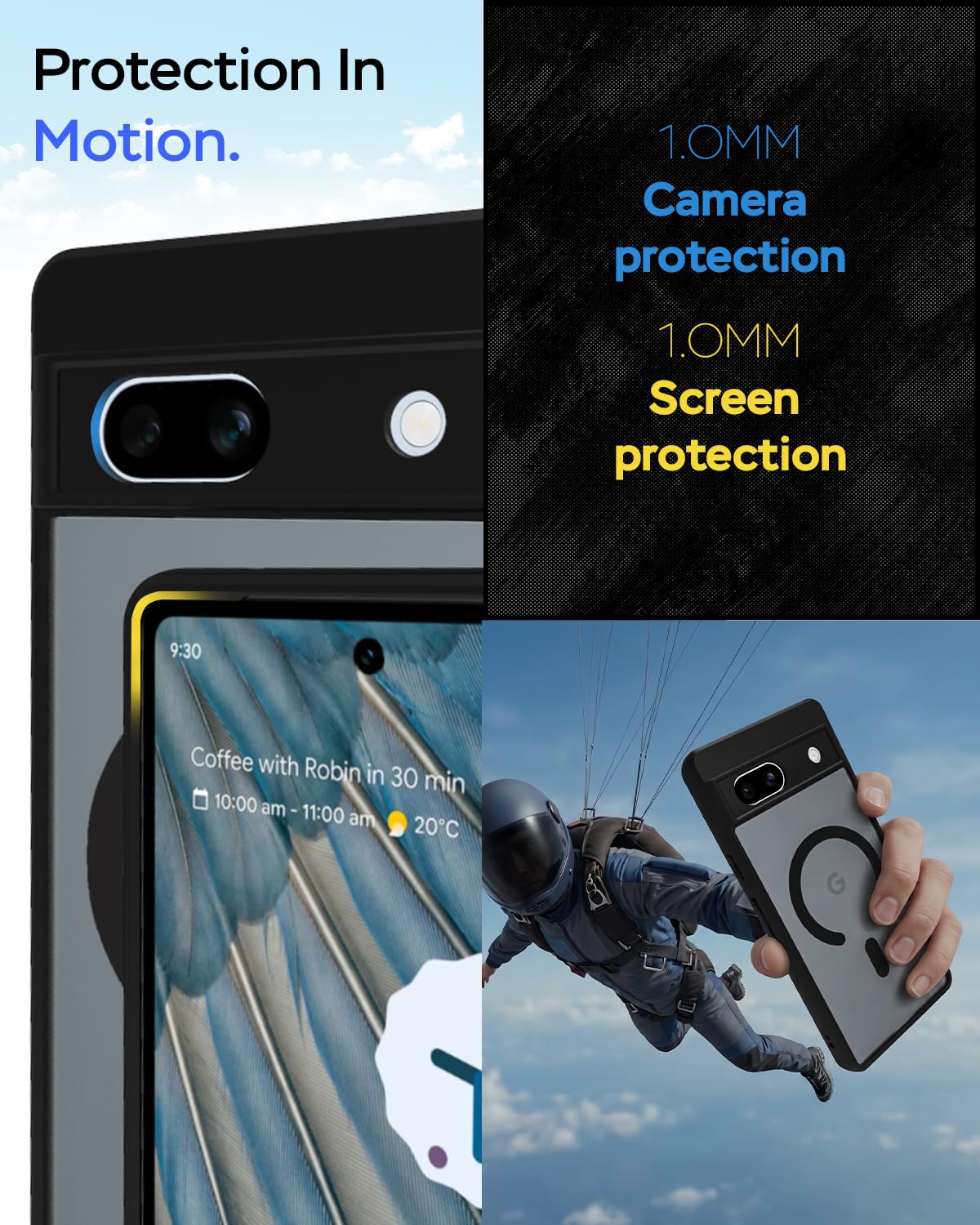Google Pixel 7A Back Cover Case | Sleek Hybrid - Matte Black Magnetic