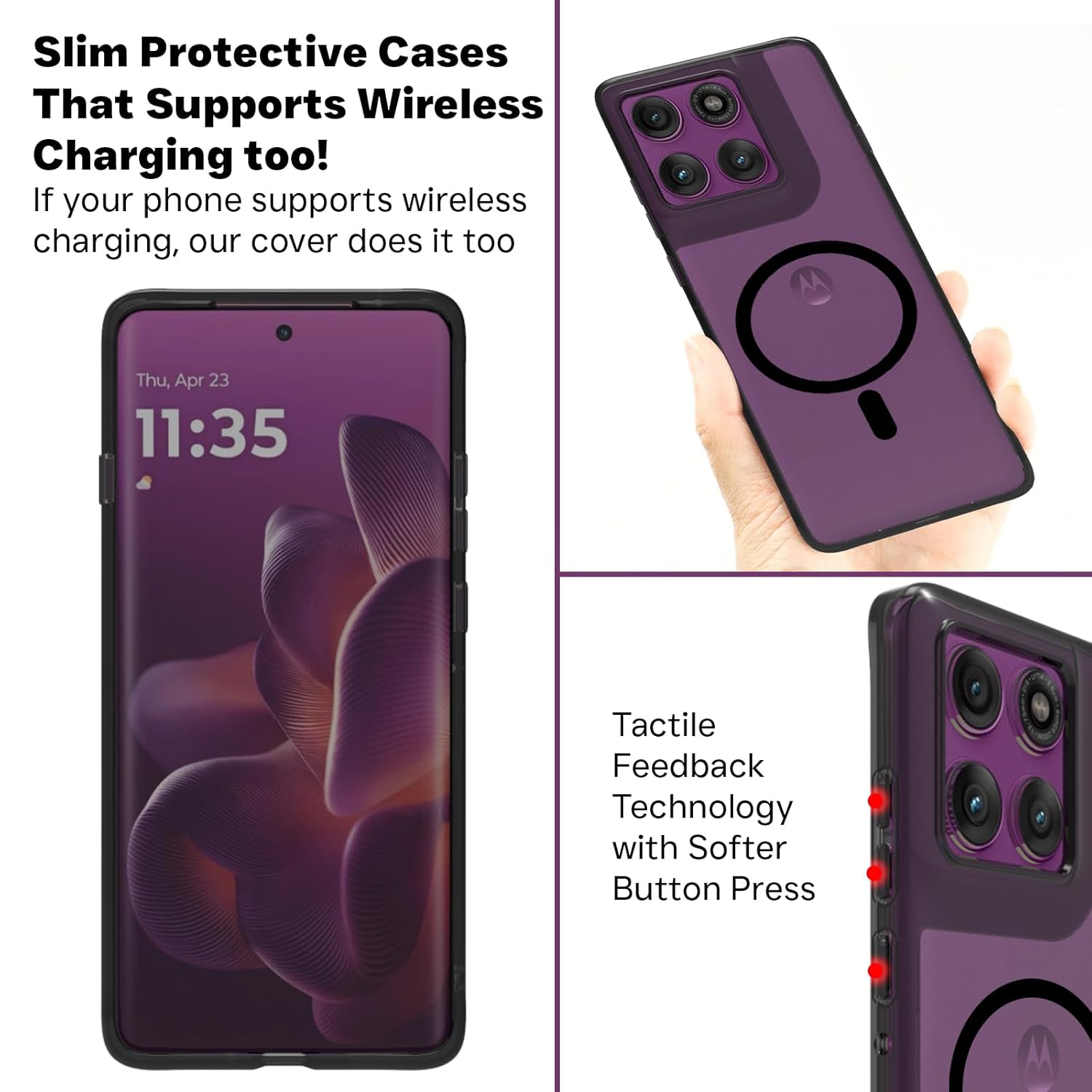 Motorola Edge 60 Pro 5G Back Cover Case | Clear Hybrid - Clear Black Magnetic