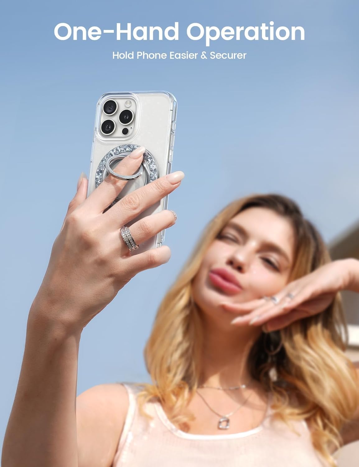 MagSafe Phone Grip & Stand | Ring Holder - Silver Sparkle