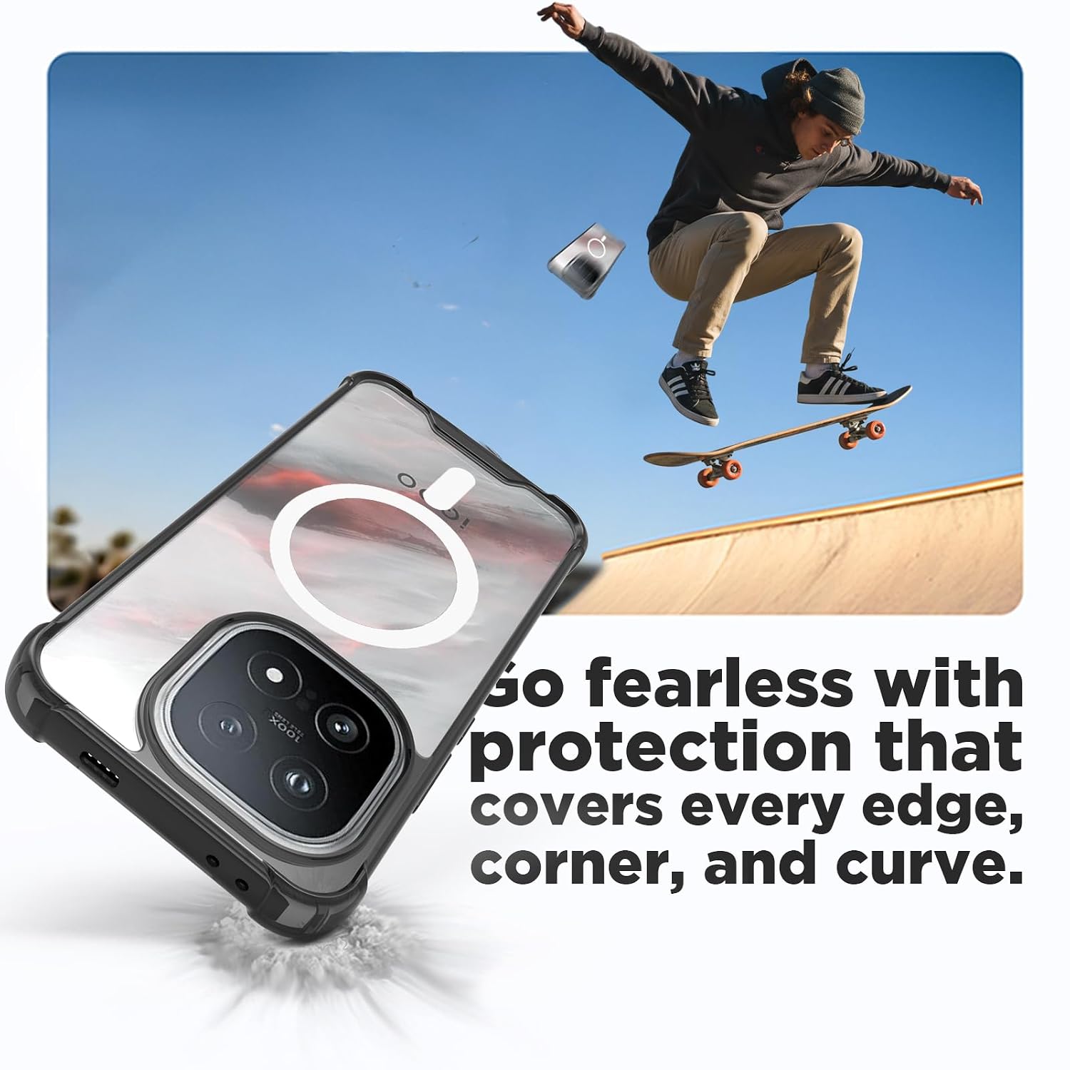 iQOO 15 Back Cover Case | Clear Hybrid - Clear Smoke Magnetic