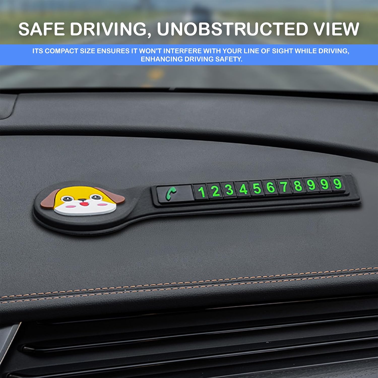 Car Dashboard Anti-Slip Mat |  Dog Design Phone Number Plate