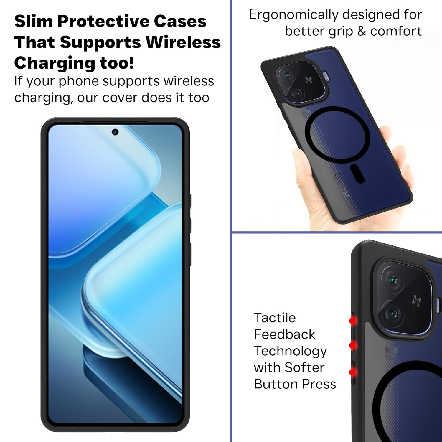 iQOO Neo 10R 5G Back Cover Case | Sleek Hybrid - Matte Black Magentic